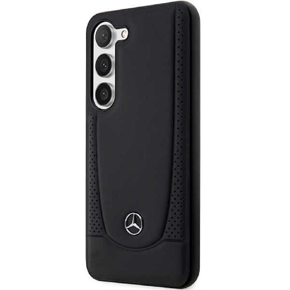 Mercedes Handyhülle Case Samsung Galaxy S23 Echtleder schwarz Stern Logo 6,1 Zoll, Kantenschutz