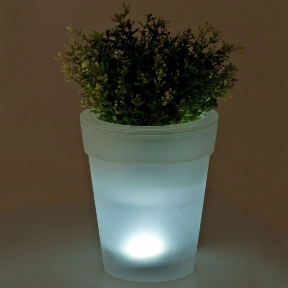Set LED LED 2er Solar Blumenkübel Blumentopf Solarleuchte, LED-Leuchtmittel fest verbaut, etc-shop leuchtend Beleuchtung