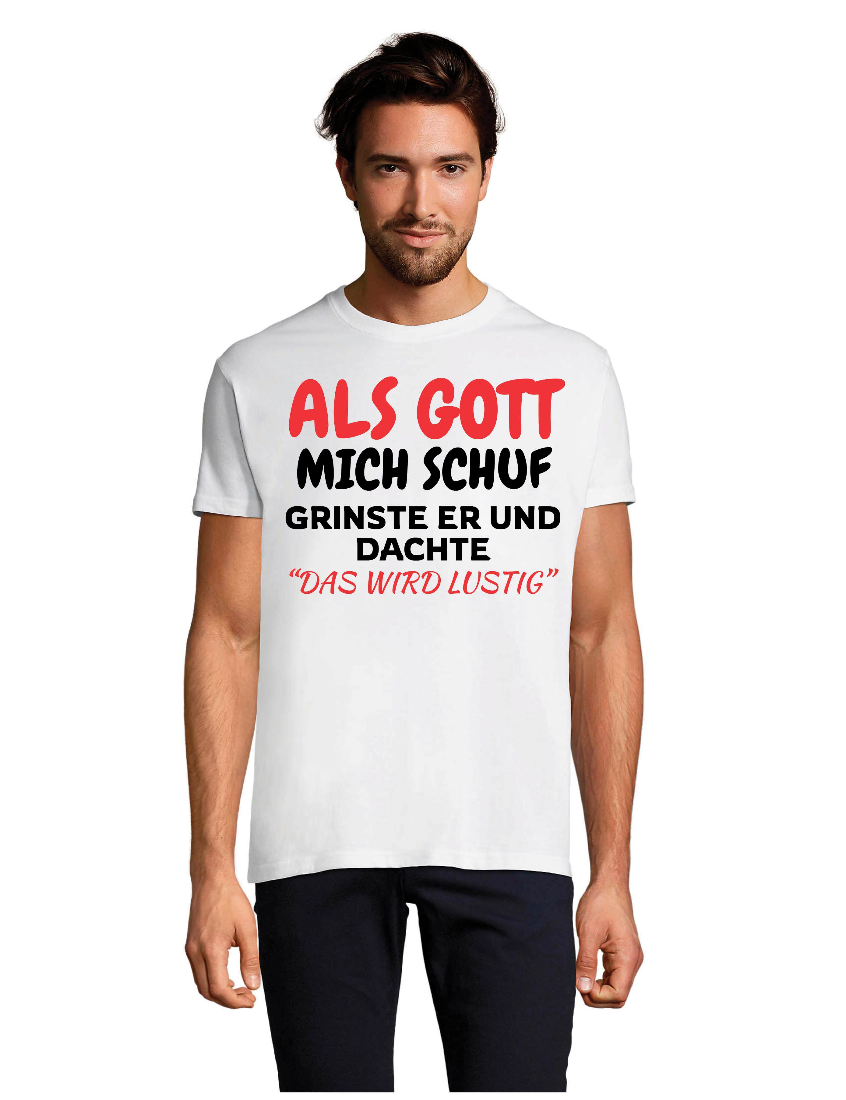 Youth Designz T-Shirt Als Gott mich Schuf: Herren T-Shirt mit lustigen Aufdruck als Geschenk mit witzigen Frontprint für Männer