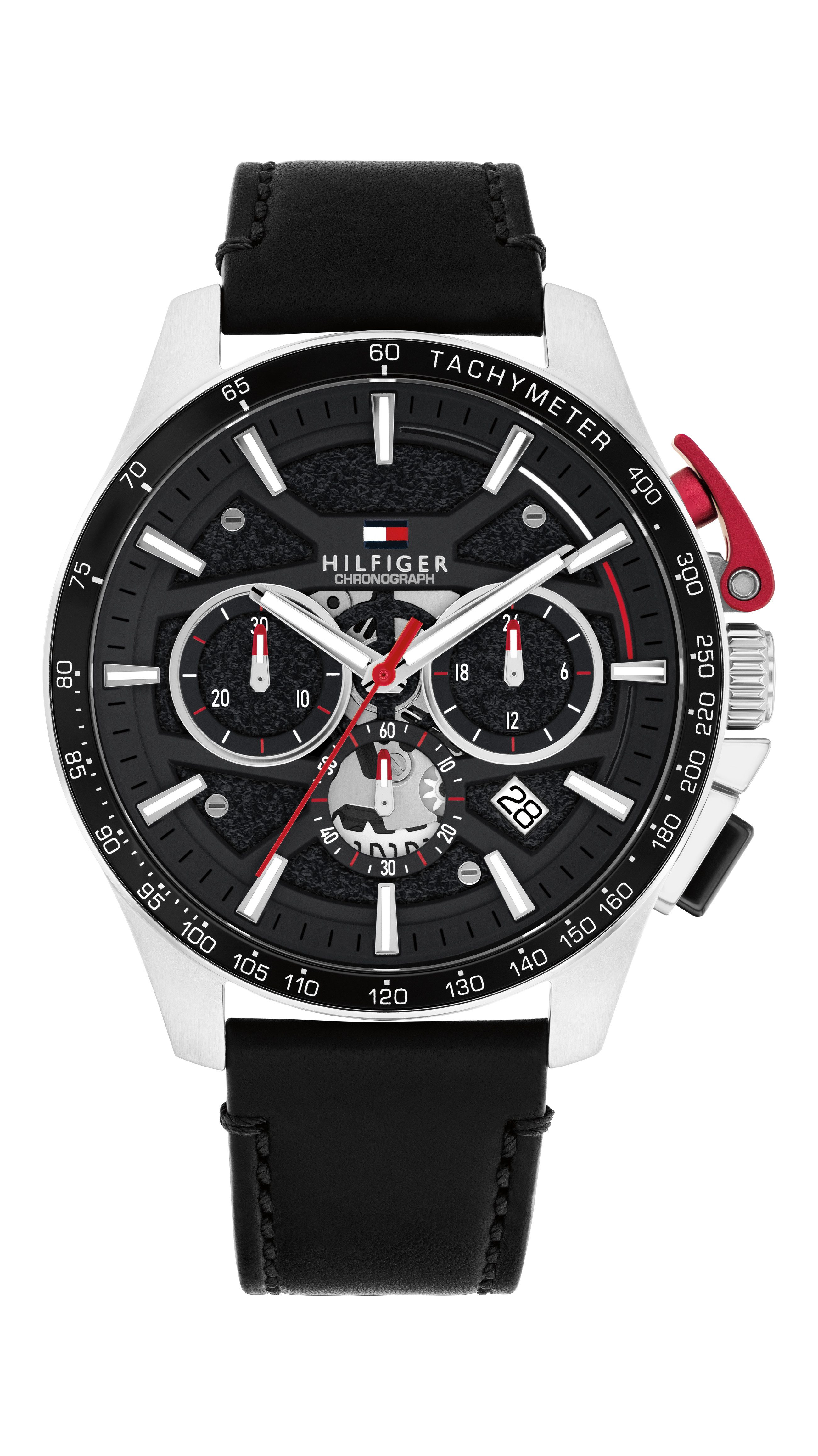 Tommy Hilfiger Chronograph BANK 1792258, Quarzuhr, Armbanduhr, Herrenuhr, Lederarmband, analog, Tag