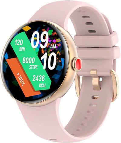 Holiday Heimtex Fitnessuhr für Android und iOS-Telefone Smartwatch (1,3 Zoll, Android iOS), Touchscreen-Herzfrequenz Schrittzähler, wasserdichte IP68-Fitnessuhr