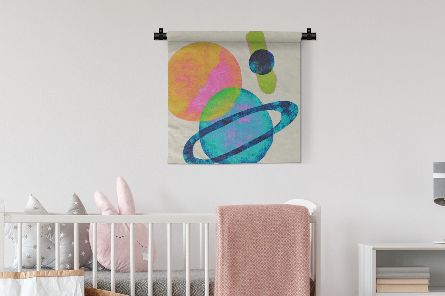 MuchoWow Wanddekoobjekt Planeten - Abstrakt Kleid, Kinderzimmer Wandbehang, - Wohnzimmer, Wanddeko Neon Schlafzimmer, - für Farbe