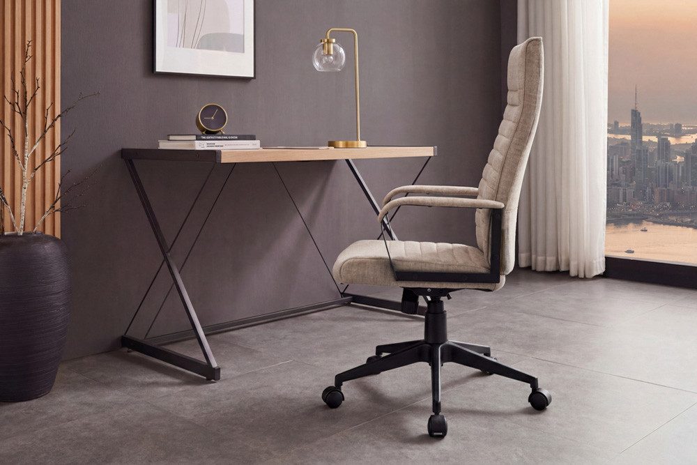 riess-ambiente Bürostuhl LAZIO taupe/schwarz - Samt, Metall, drehbar, höhenverstellbar, Gaming (Einzelartikel, 1 St), Moderner Gamingstuhl auf Rollen - ideal für Schlaf- und Arbeitszimmer