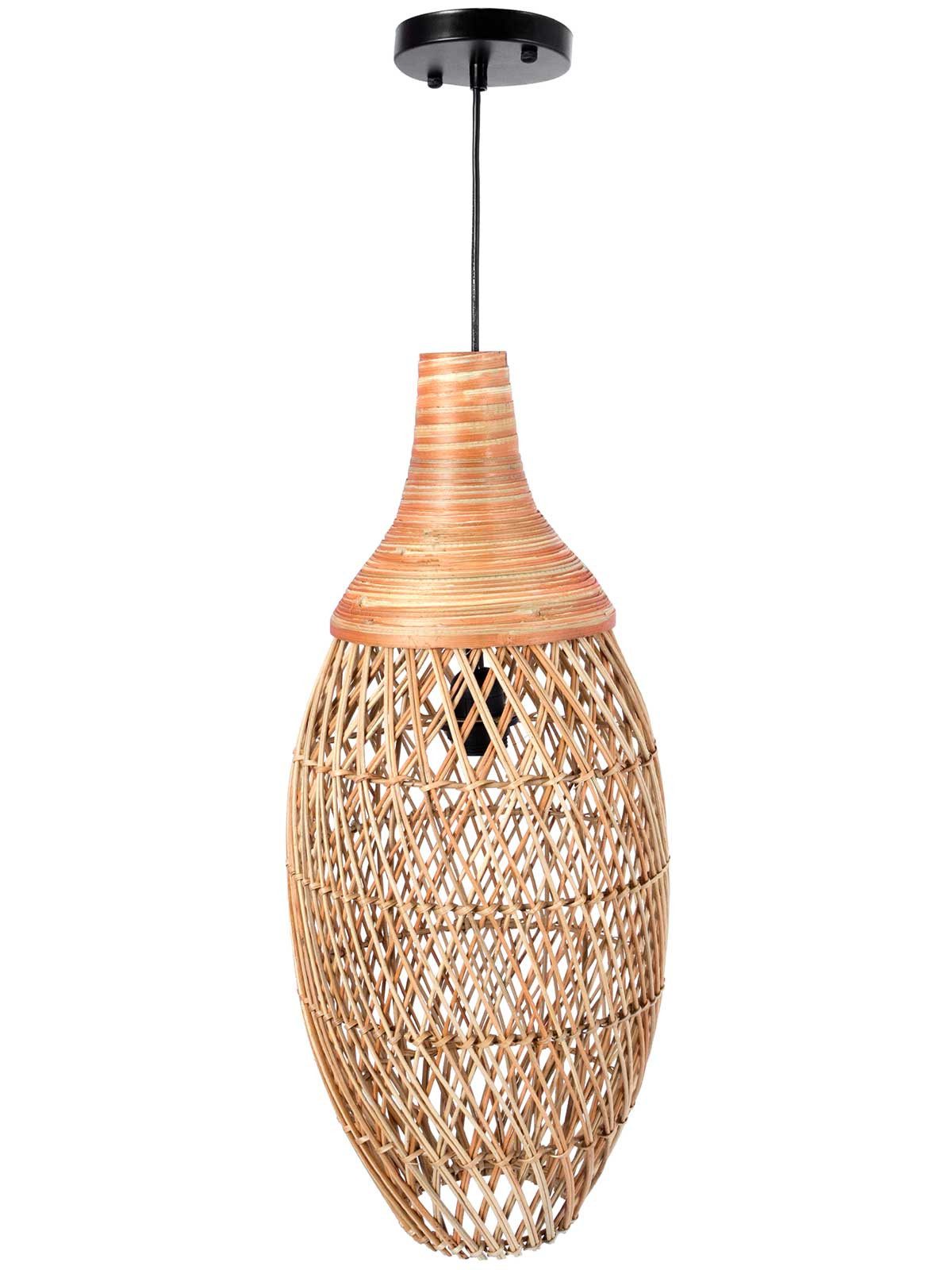 VIVANNO Hängeleuchte Bambus CALANTE Rund - Natur Geflochten, ohne Leuchtmittel, 50x60 cm