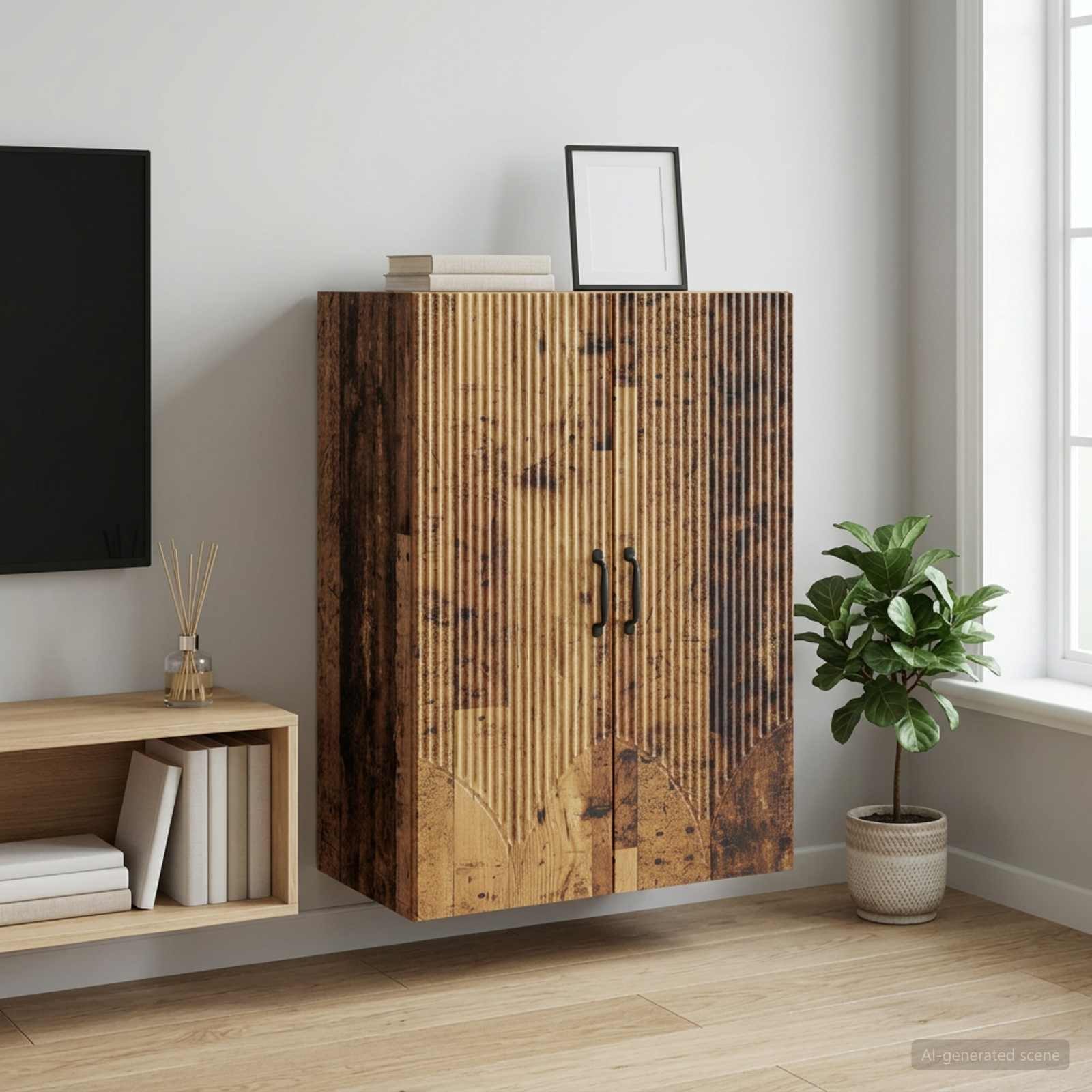 vidaXL Schranksystem Wandschrank 66 x 34,5 x 90 cm Holzwerkstoff Altholz (1-St)