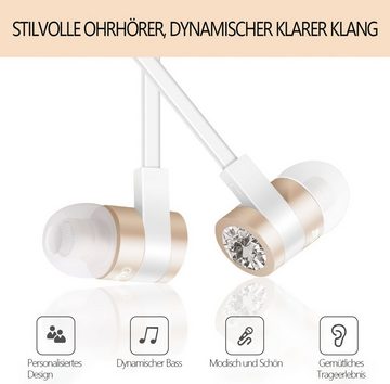 Quntis Kopfhöher In-Ear-Kopfhörer (Diamant-Element Flat Style mit Mikrofon)