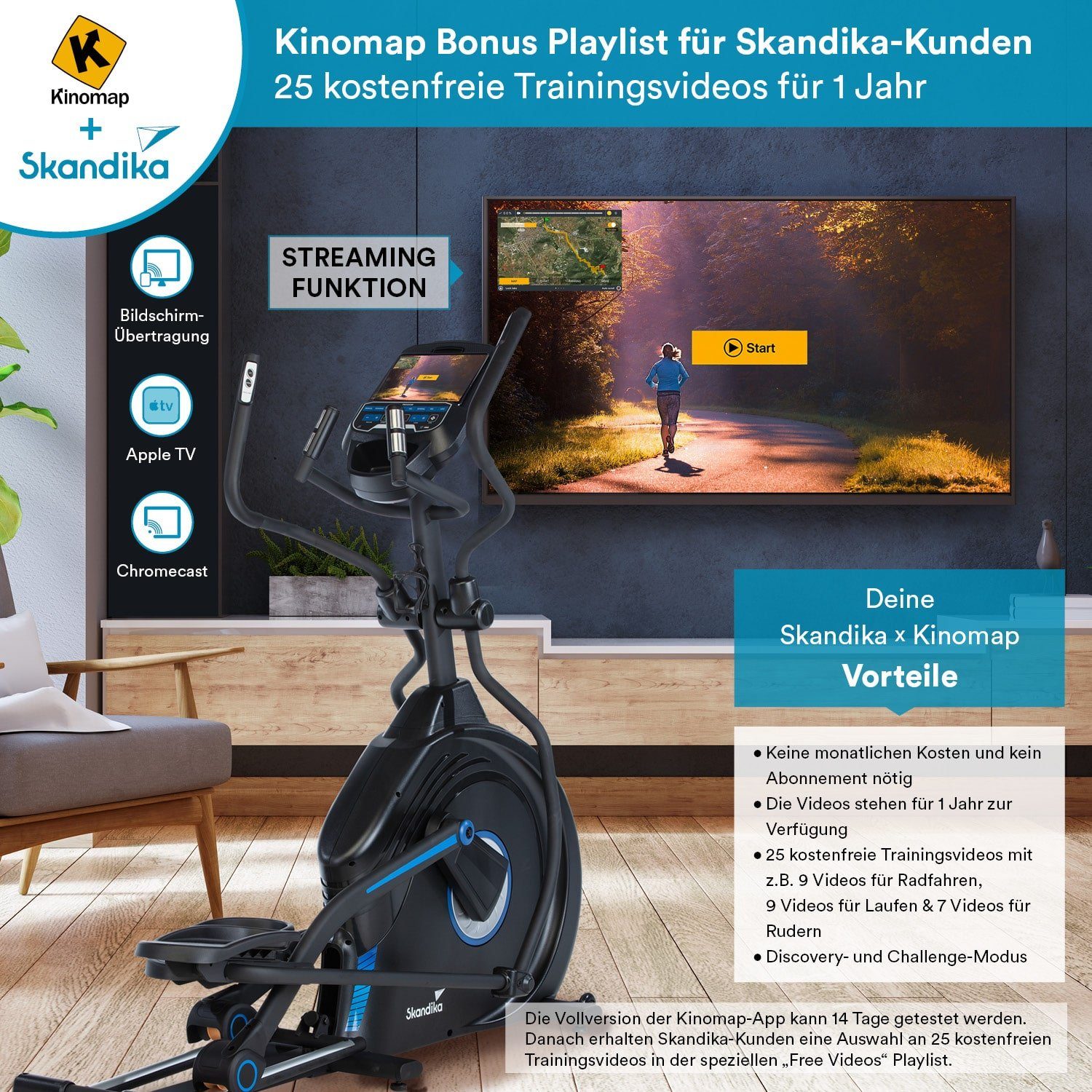 Skandika Crosstrainer CardioCross Carbon Conqueror, Premium Schwungmasse 25kg Ellipsentrainer