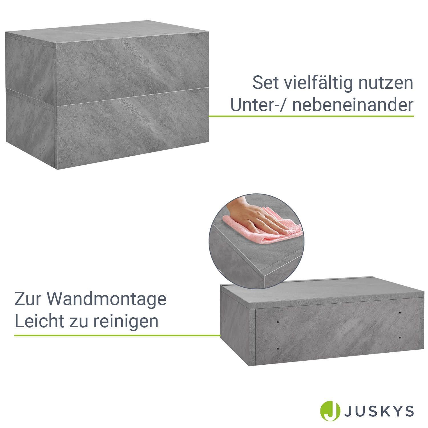 | Wandregal, Juskys inkl. Befestigungsmaterial pro grau Holz, Wandmontage, Regal, Schublade Grau 1