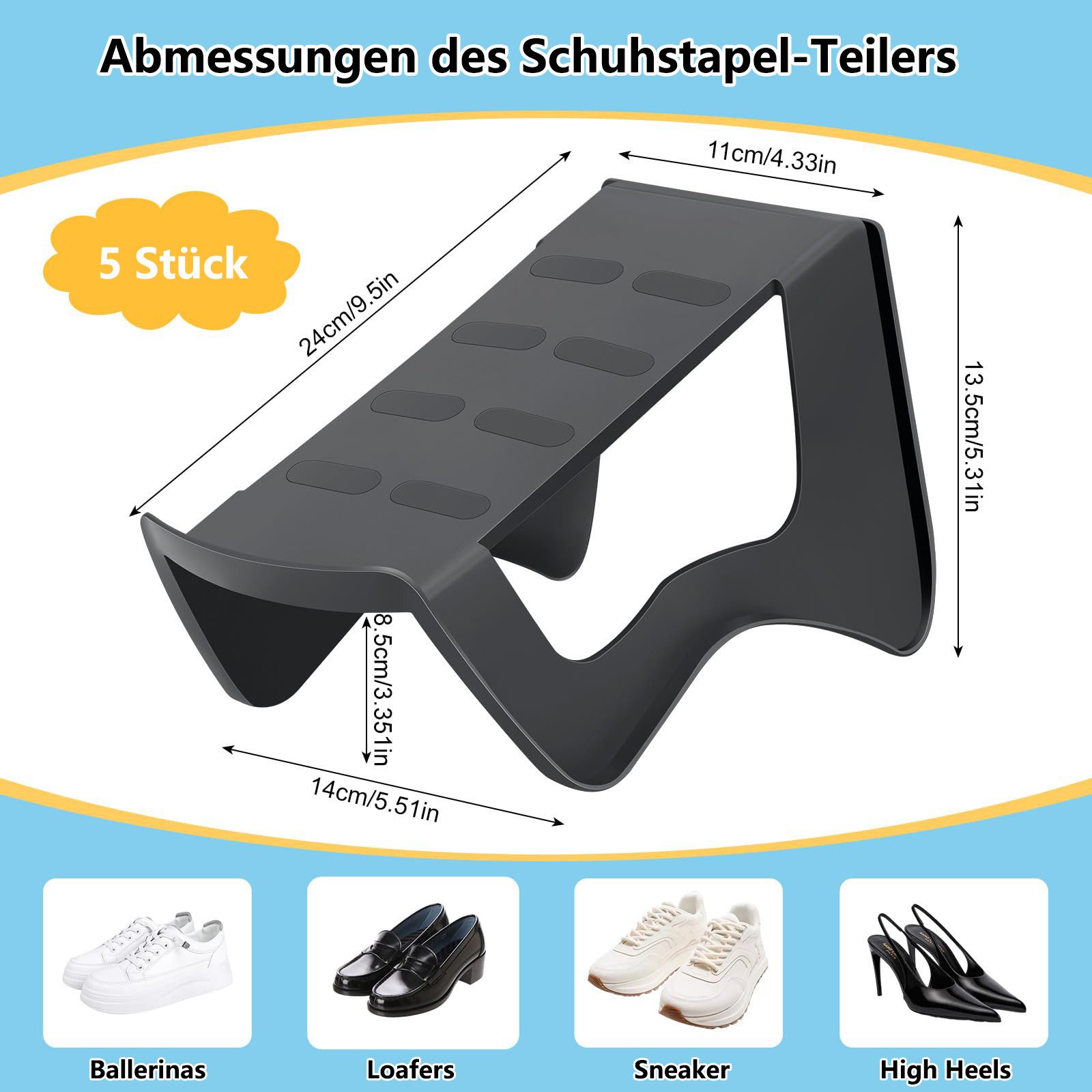 FOUORTUNATE-BEE Schuhstapler Schuhstapler Platzsparend, Doppelschicht Schuhsortierer, ür Schrank & Schuhschrank passt zu Turnschuhen, Sandalen uvm