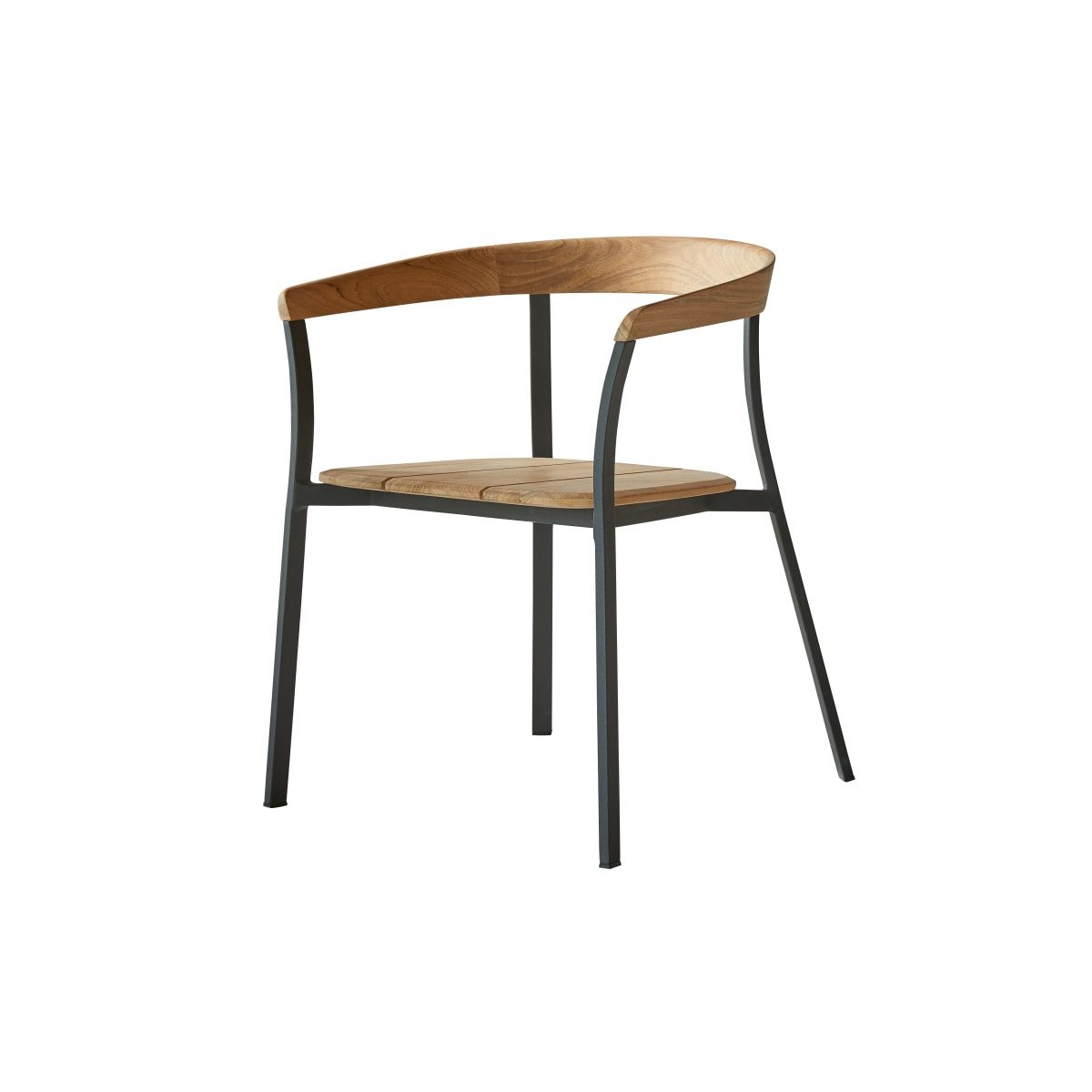 Tikamoon Esszimmerstuhl Stuhl Arco aus massivem Teakholz und Aluminium