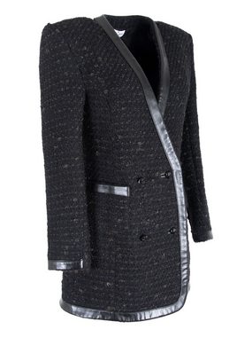 RUA & RUA Longblazer Bouclé-Tweed & Leder-Blazer Kleid in Schwarz (1-tlg)