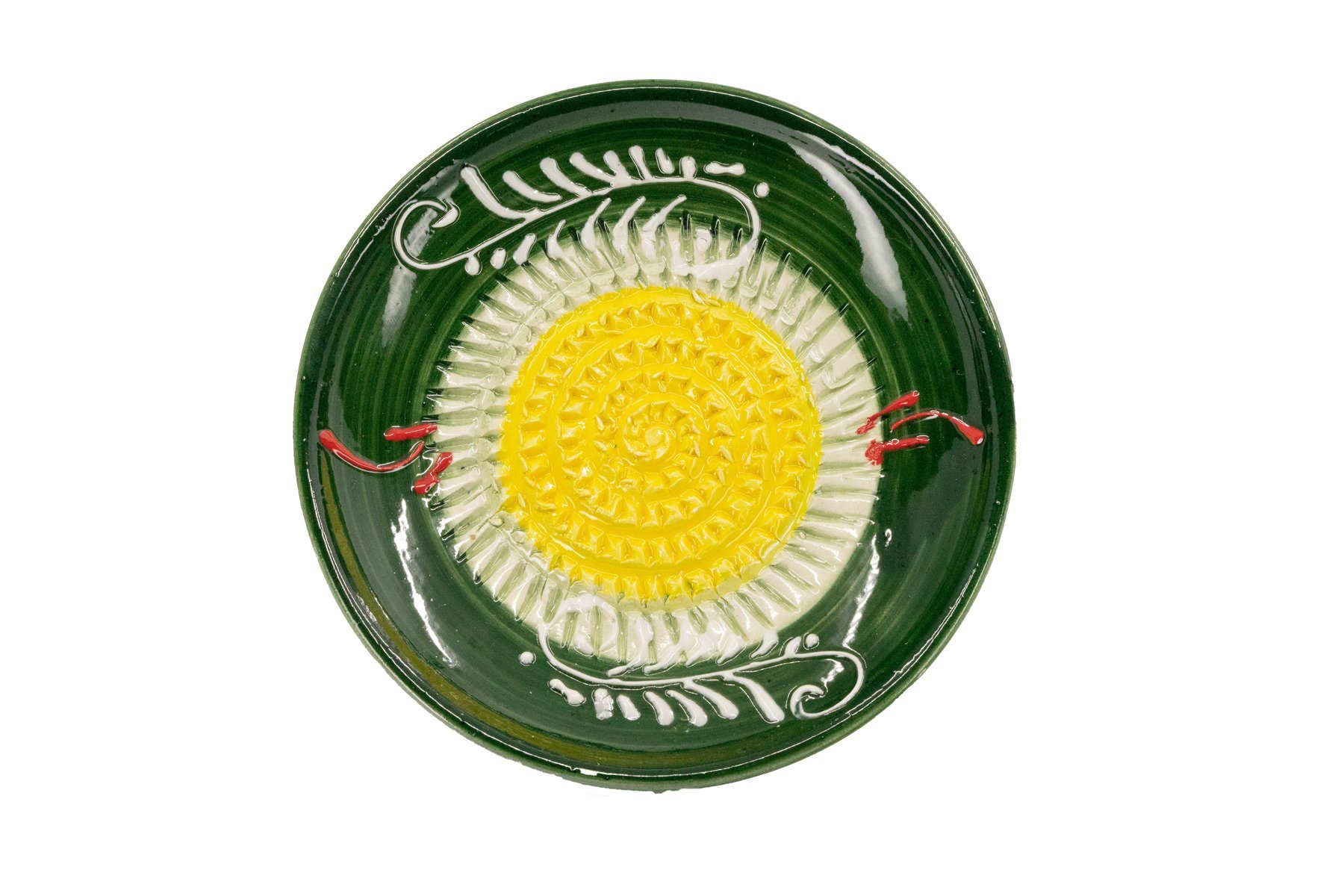 in & - handbemalte Spain 12cm grün Made Kaladia gelb, Keramik, Küchenreibe Reibeteller in Multireibe