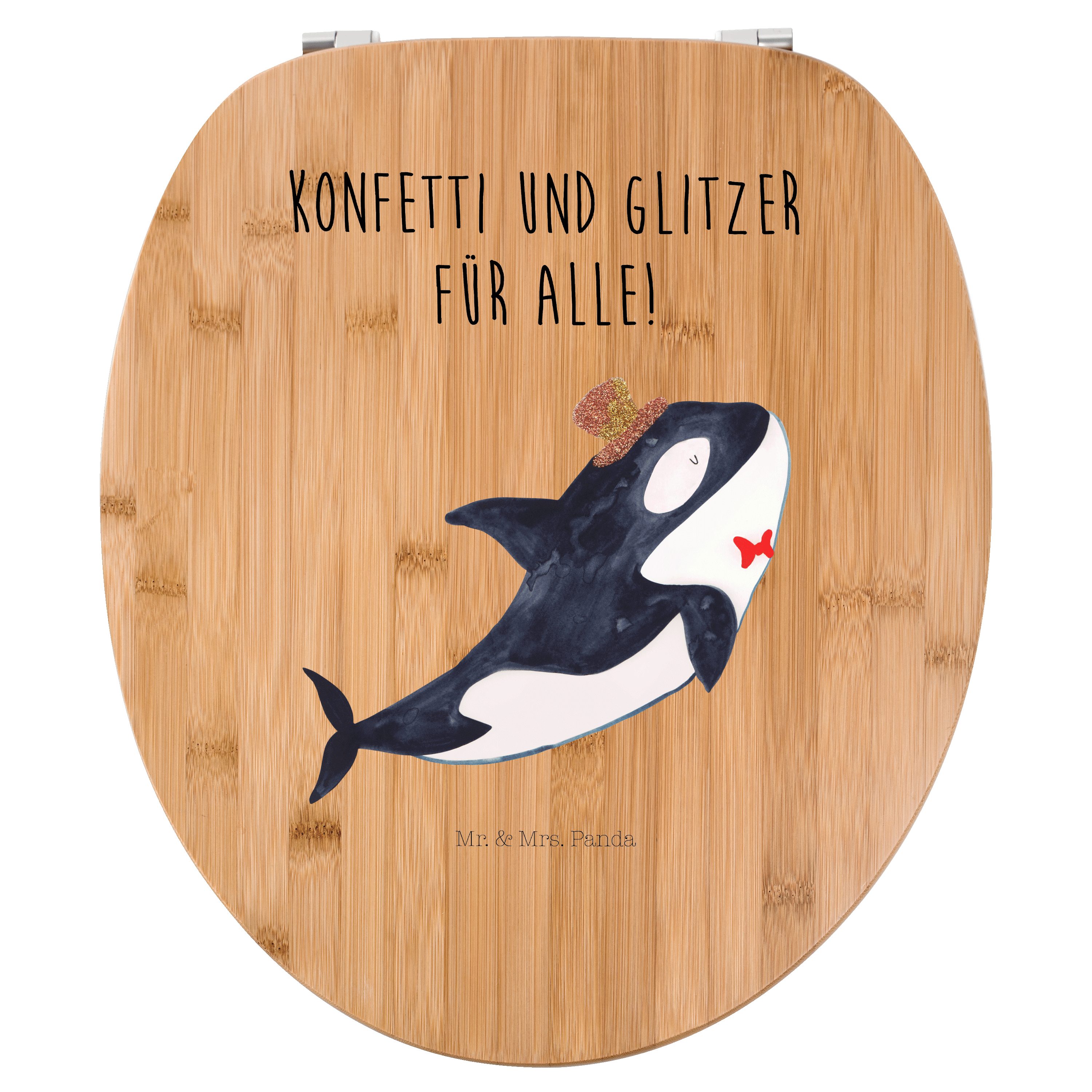 Mr. & Mrs. Panda WC-Sitz Orca Zylinder - Transparent - Geschenk, Meerestiere, WC-Sitz, Glitzer (1-St), UV-beständiger Druck