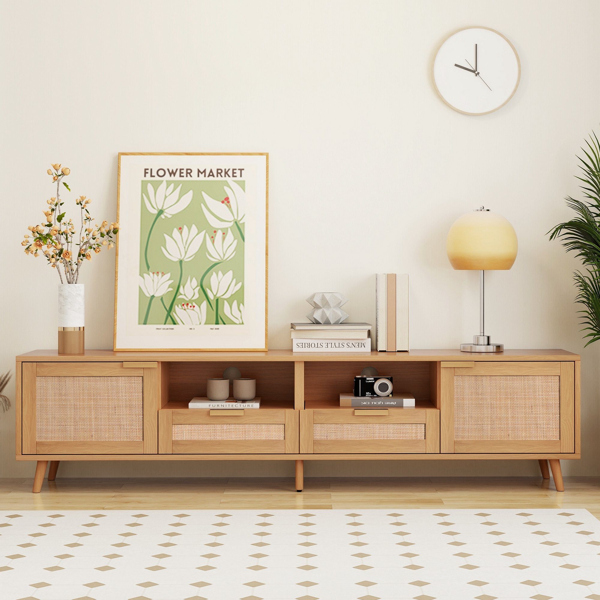 Celya TV-Schrank TV-Konsolentisch mit echtem Rattandesign, günstig online kaufen
