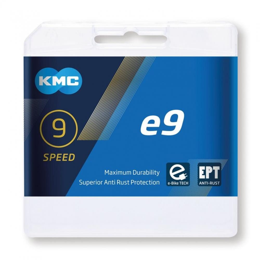 KMC Fahrradkette KMC e9 EPT 9s Kette E-Bike 136 Glieder silber - langlebige E-Bike-Scha