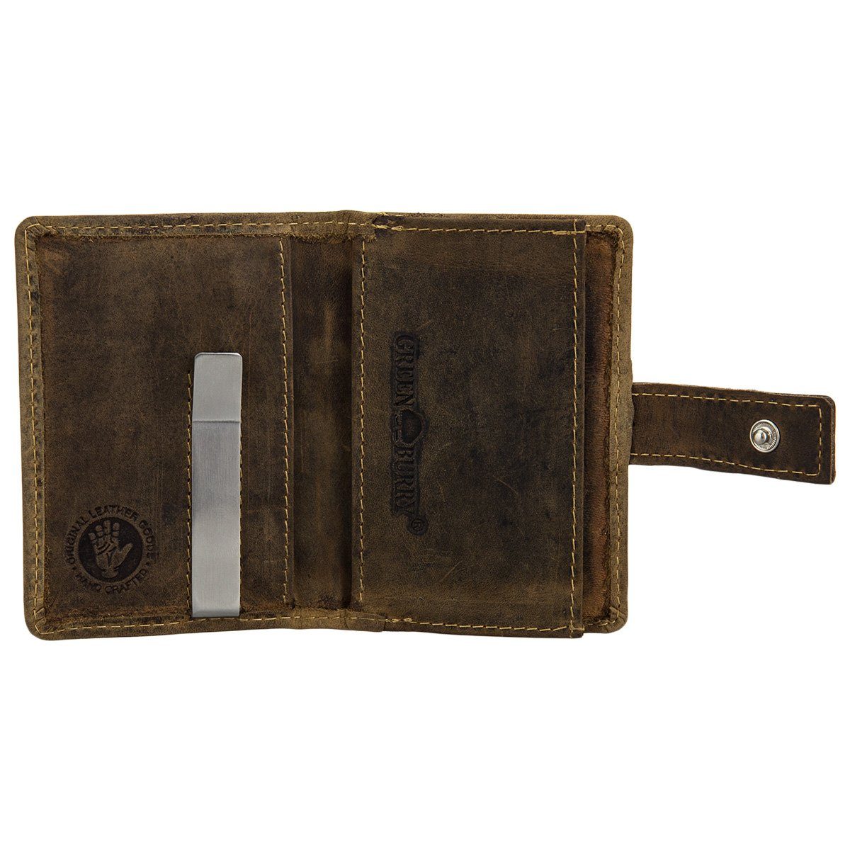 RFID Leder 1642 Greenburry Vintage Geldbörse Dollarclip Kartenhalter Grey Geldklammer
