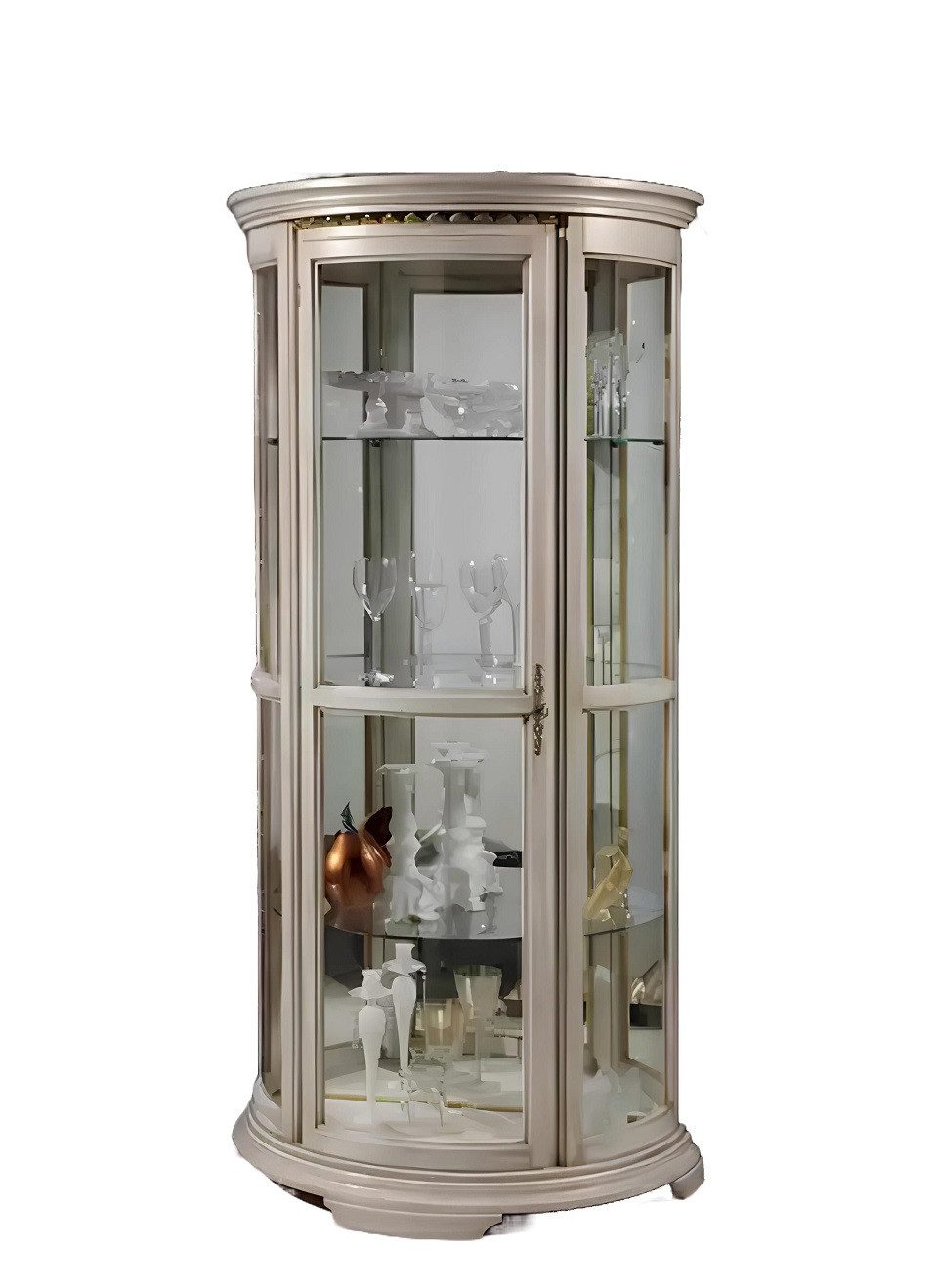 Xlmoebel Vitrine Elegante Anrichte mit Glastüren und Holzoberfläche (1-St., Vitrine) Hergestellt in Europa