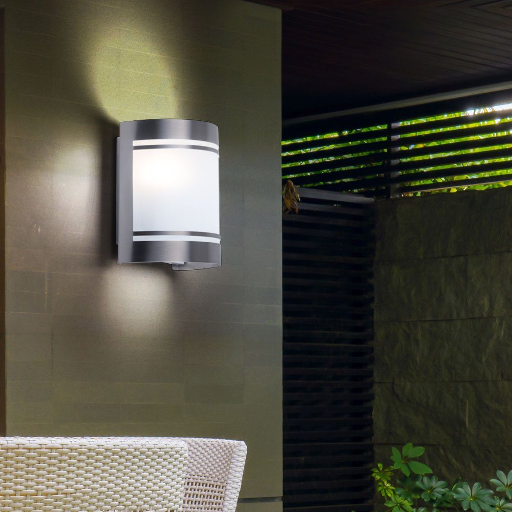 etc-shop Außen-Wandleuchte, Leuchtmittel inklusive, Warmweiß, Robuste LED Wand Lampe Außen Beleuchtung Edelstahl Einfahrt