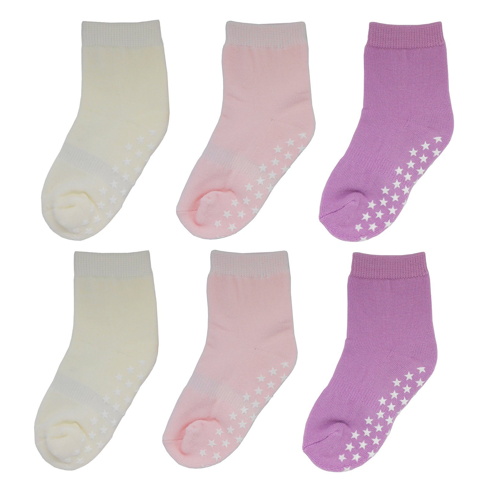 Yalion Langsocken Weiche Kinder Baumwoll Socken Babysocken (6-Paar) mit Halbplüsch Rutschfest und warm, Natur hautfreundlich