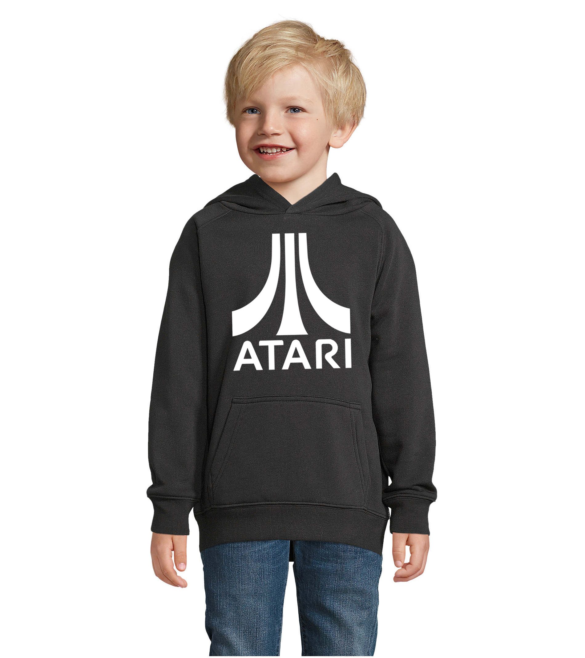 Blondie & Brownie Hoodie Atari Retro Gaming Kinder Hoodie Baumwollmix Freizeit Kult (Einzelstück, Einzelartikel) Kinder Hoodie Atari Retro Gaming Baumwollmix Kapuze bequem