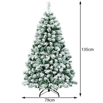COSTWAY Künstlicher Weihnachtsbaum, 400 Zweigspitzen mit Schnee, 200 LEDs