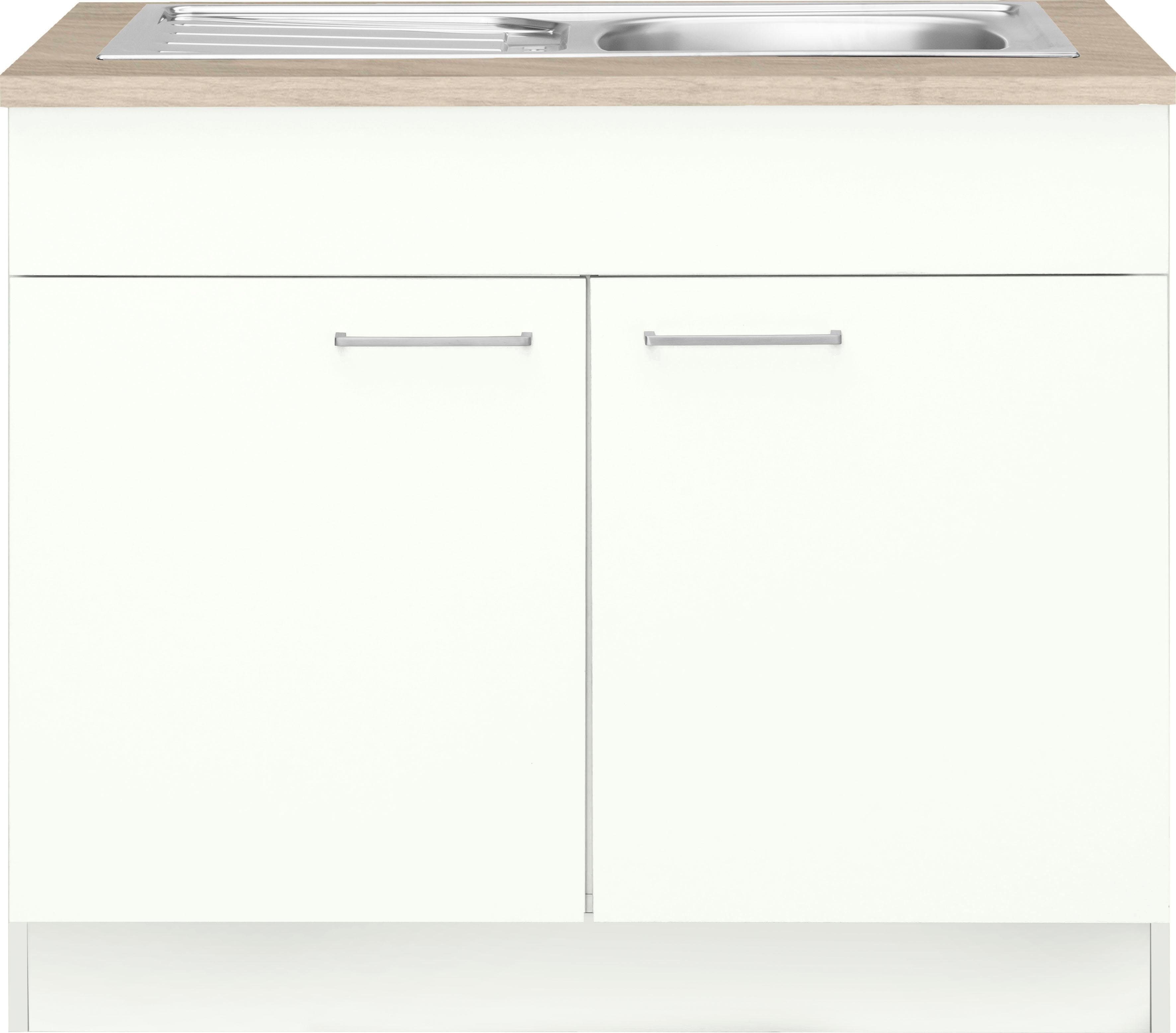 wiho Küchen Spülenschrank Zell Breite 100 cm weiß/weiß