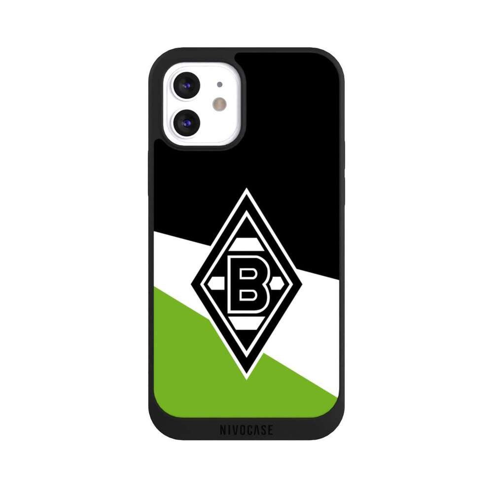 NIVOCASE Handyhülle Borussia Mönchengladbach Gladbach Offizielles Lizenzprodukt, Apple iPhone 12 Handyhülle Hülle NIVOpure Case Schwarz