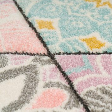Teppich Apisto 353, Paco Home, rechteckig, Höhe: 18 mm, Kurzflor, buntes Rauten Muster, 3D-Effekt, Pastell-Farben, Wohnzimmer