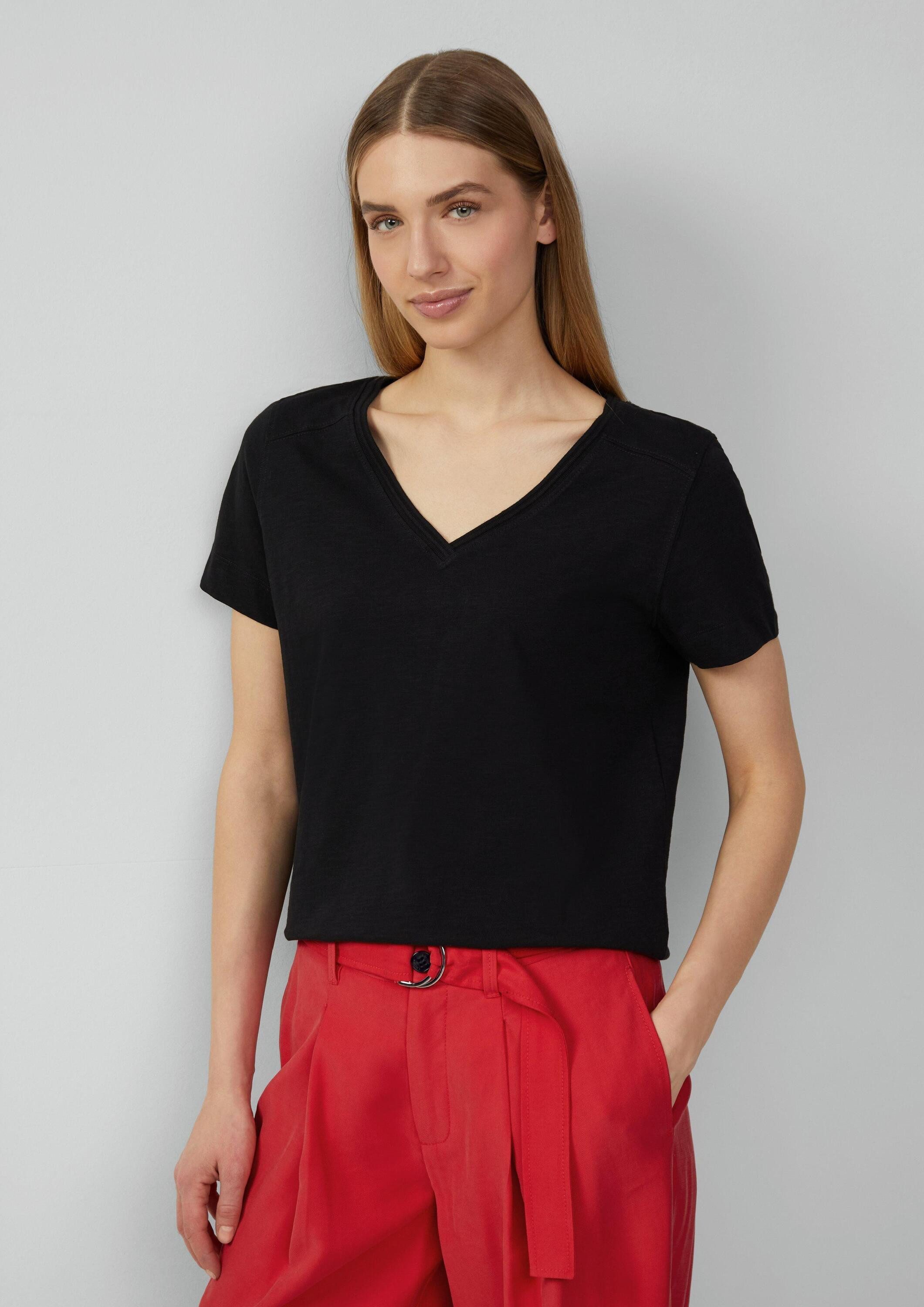 s.Oliver Kurzarmshirt T-Shirt T-Shirt aus Flammgarn günstig online kaufen