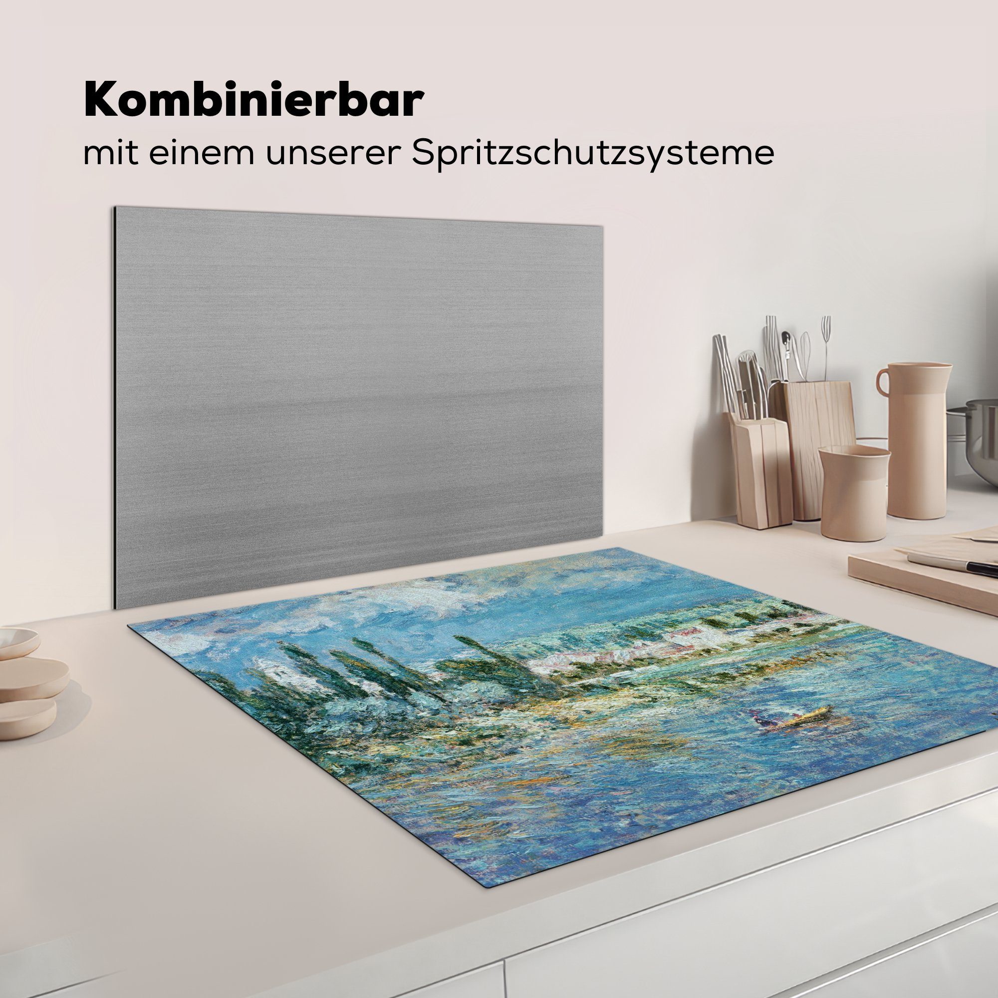 Vinyl, Gewitter für tlg), küche (1 Claude - Ceranfeldabdeckung, Arbeitsplatte Herdblende-/Abdeckplatte cm, MuchoWow 78x78 Monet, mit Landschaft