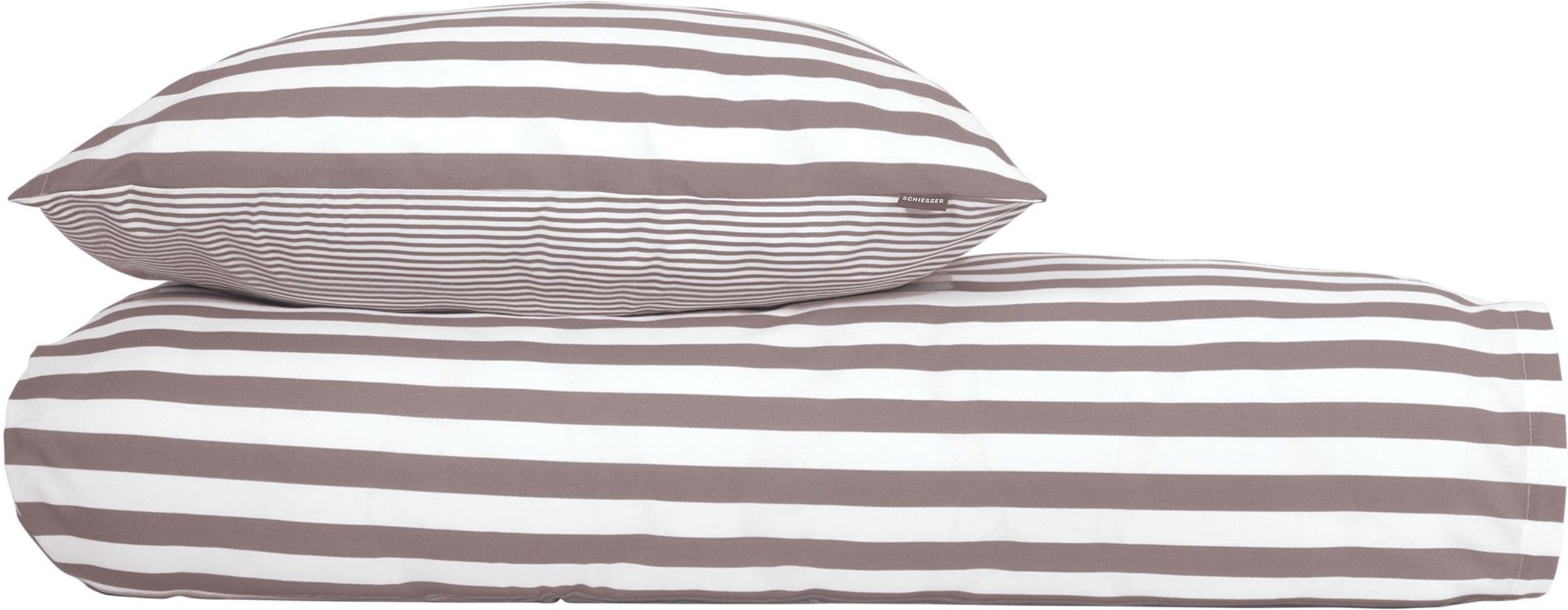 Schiesser Wendebettwäsche Marie aus weicher Baumwolle und Streifen Allover, Renforcé, 2 teilig, OEKO-TEX® MADE IN GREEN