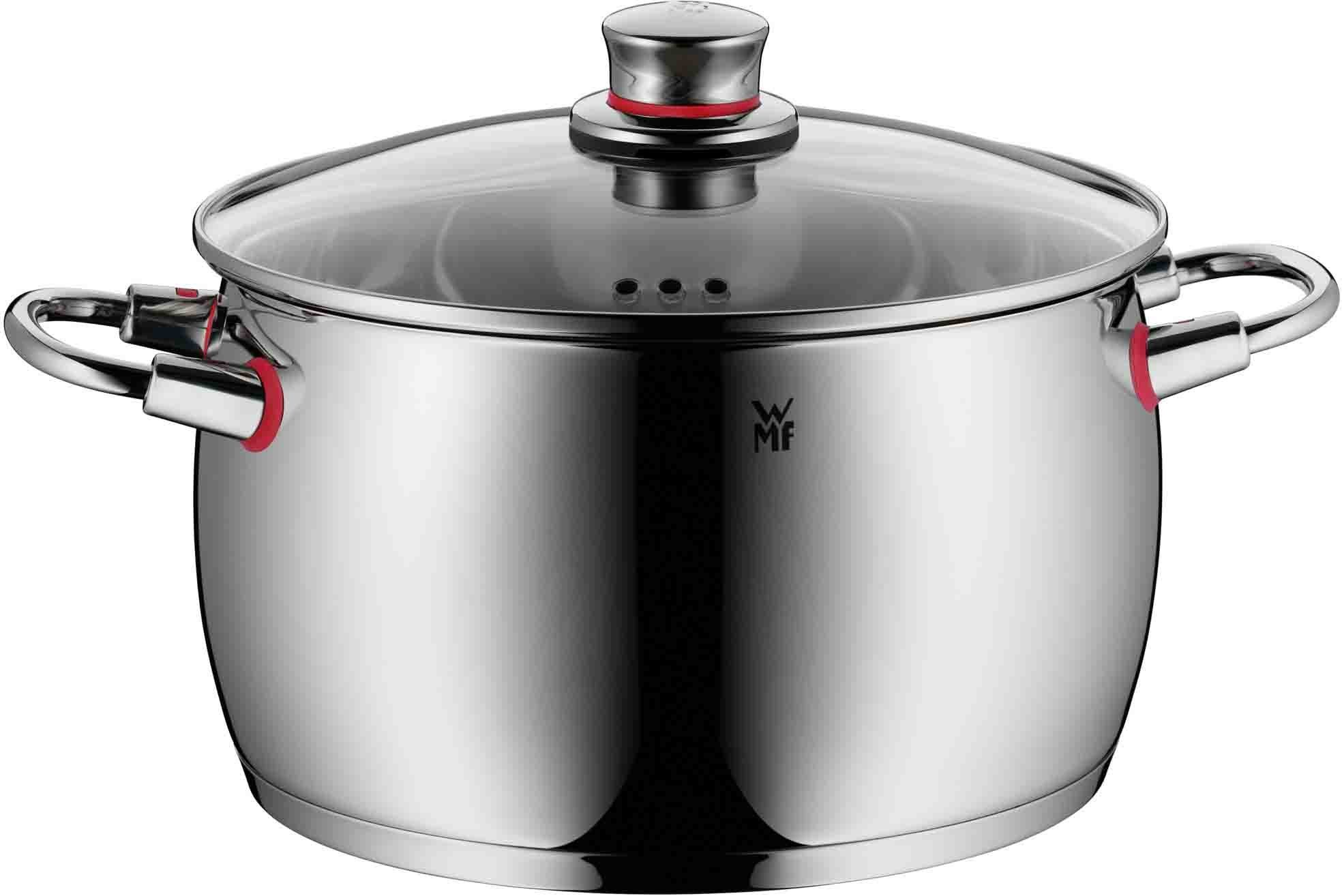 WMF Topf-Set Quality One Induktion, Kochtopf Set mit Glasdeckel, Cromargan® Edelstahl Rostfrei 18/10 (Set, 8-tlg., Bratentopf mit Deckel Ø 20 cm, Fleischtopf mit Deckel Ø 16/20/24 cm), Dampföffnung, ohne Innenskalierung, für alle Herdarten geeignet