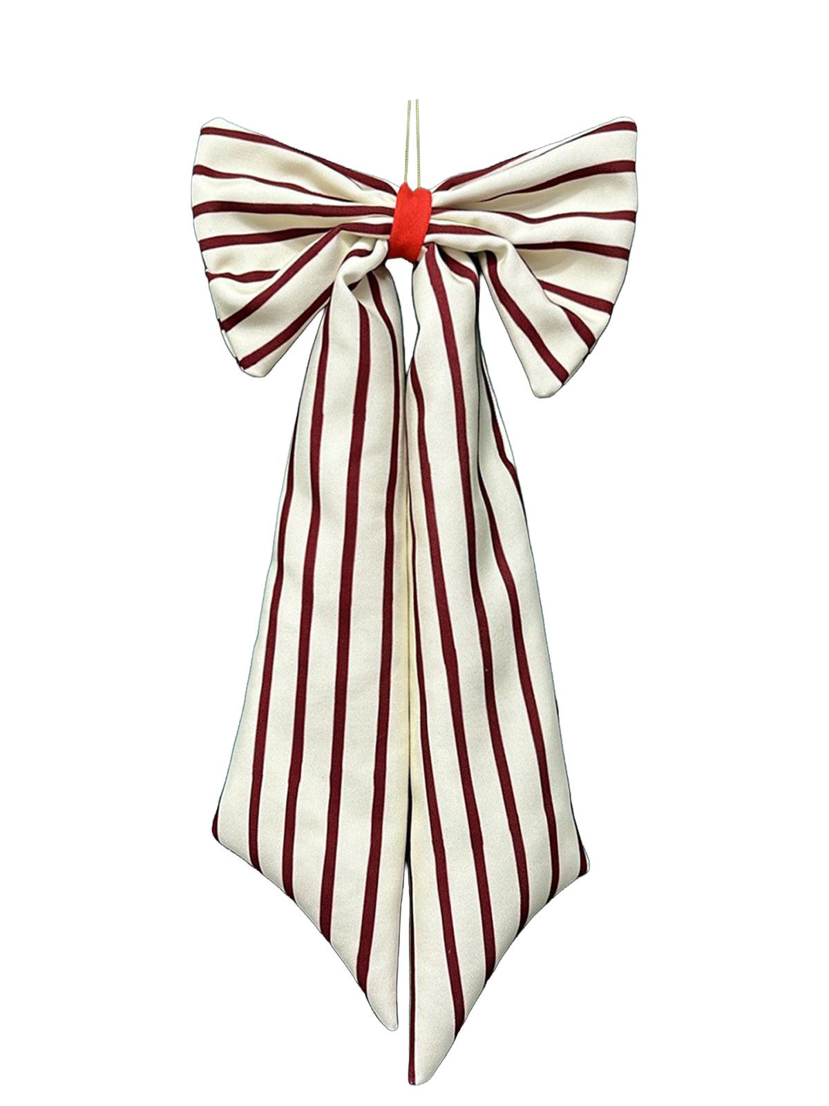 coopz Weihnachtsbaumschleife Weihnachtsschmuck Schleife creme/bordeaux schmal gestreift