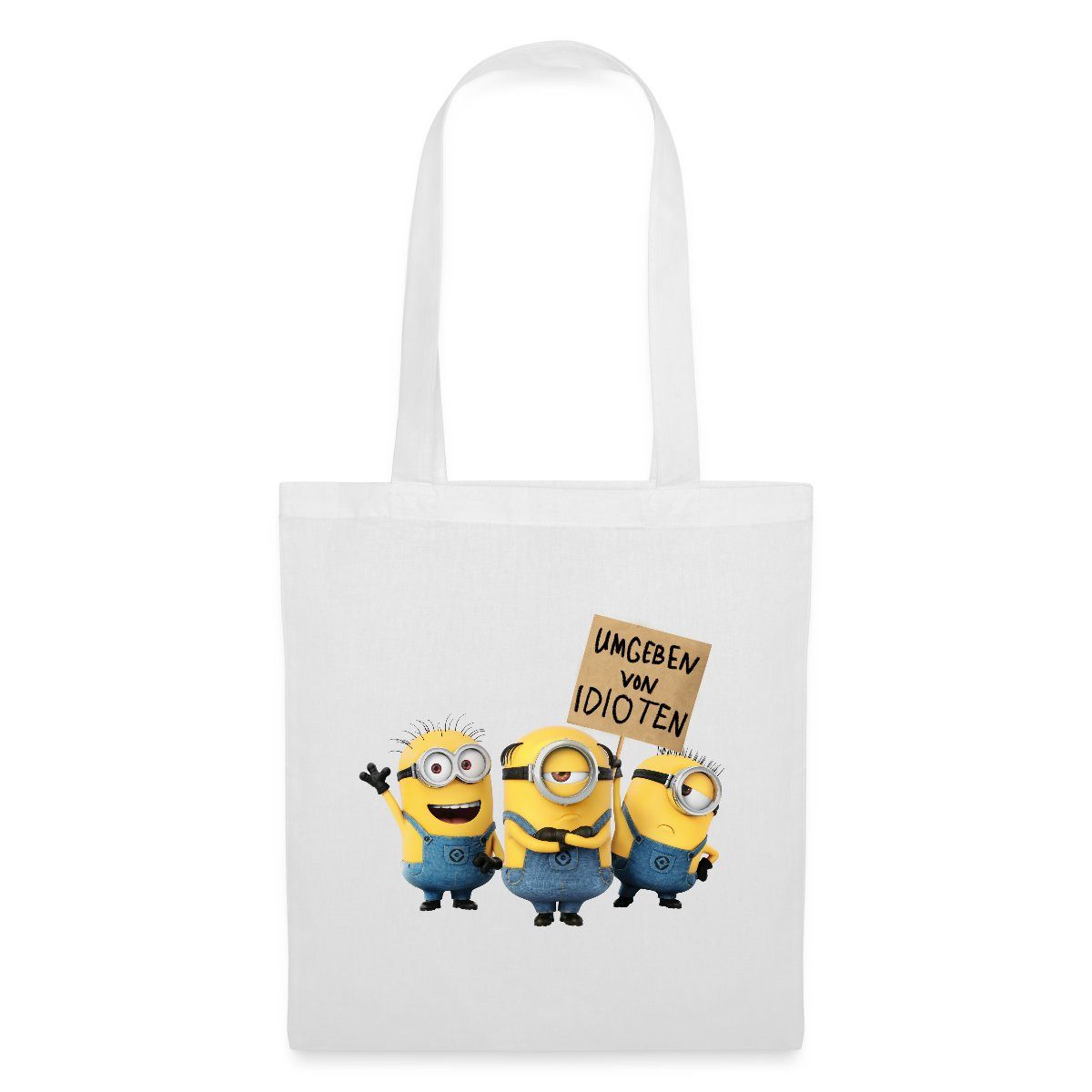 Spreadshirt Henkeltasche Minions Umgeben Von Idioten Despicable Me Stoffbeutel (1-tlg)