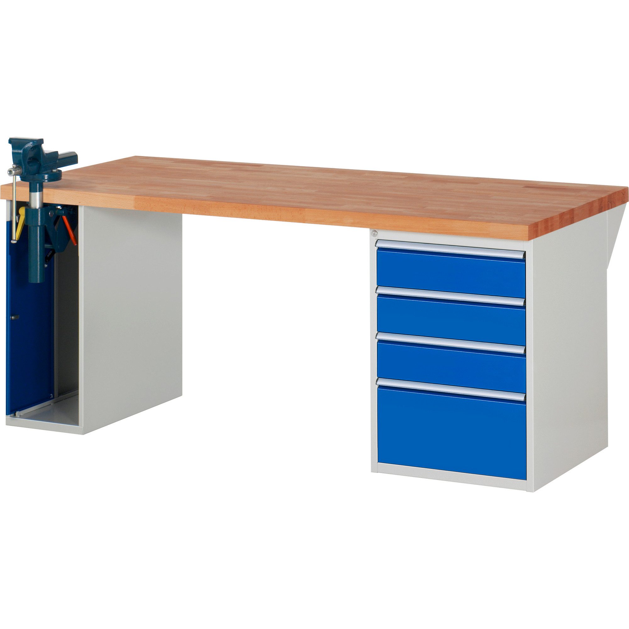 RAU Werkbank Werkbank 2000x900x890mm 4xSchublade-TA 1xSSKL lichtgrau/enzianblau