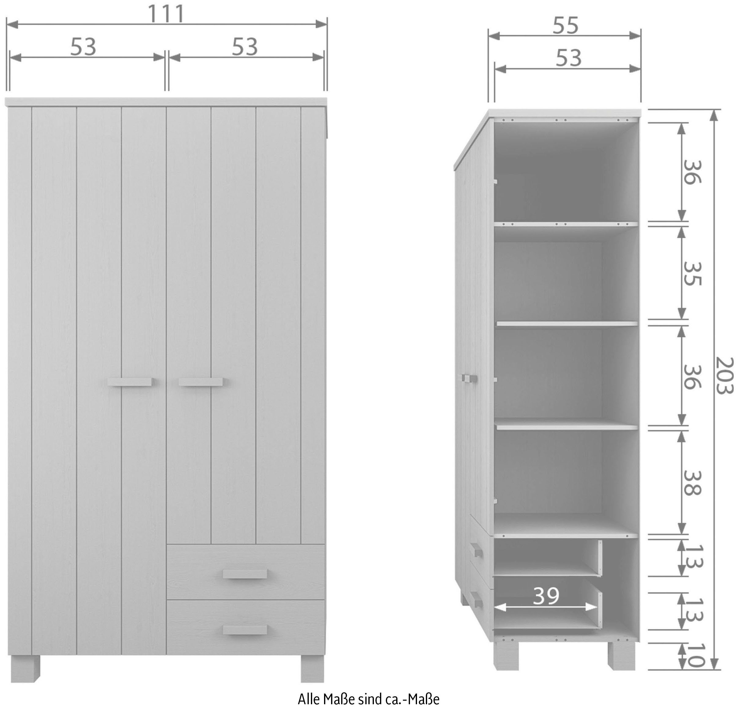 WOOOD grau Dennis Garderobenschrank