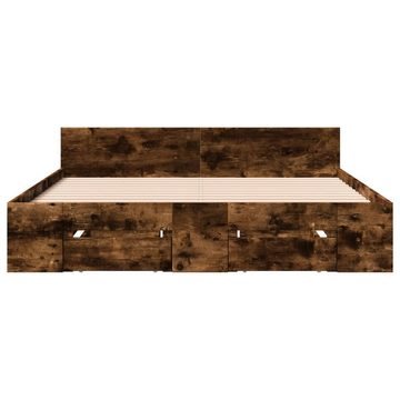 vidaXL Bett Bettgestell mit Schubladen Räuchereiche 120x200cm Holzwerkstoff