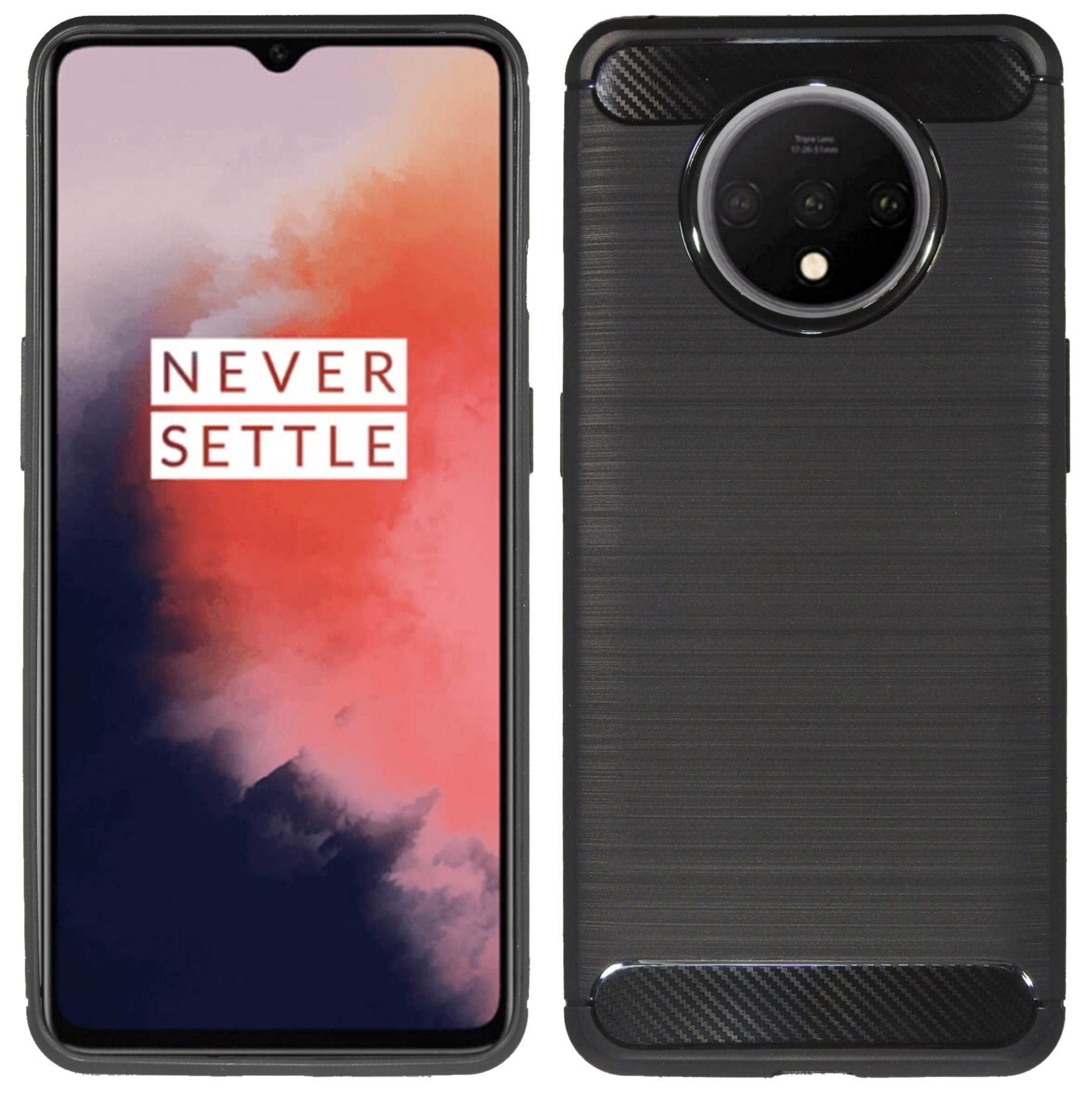 cofi1453 Handyhülle Silikon Hülle Carbon für OnePlus 7T, Case Cover Schutzhülle Bumper