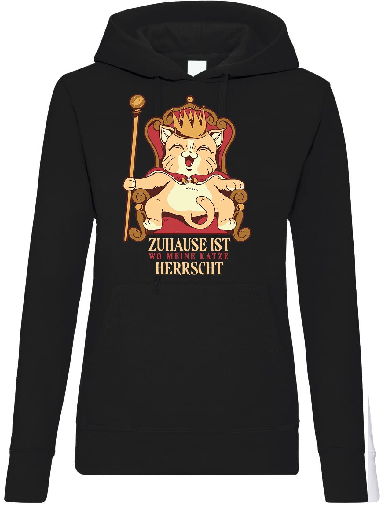 Kapuzenpullover Meine Katze Herrscht Zuhause Damen Hoodie Pullover