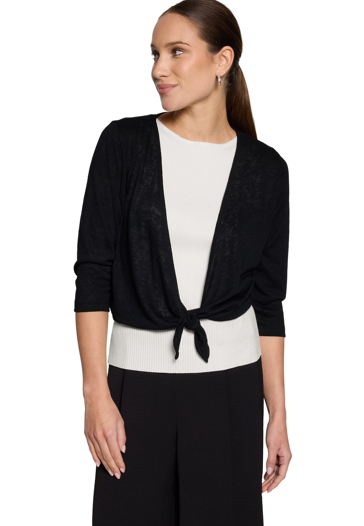 Zero Sweatjacke Damen mit 3/4 Arm Wickel-Design