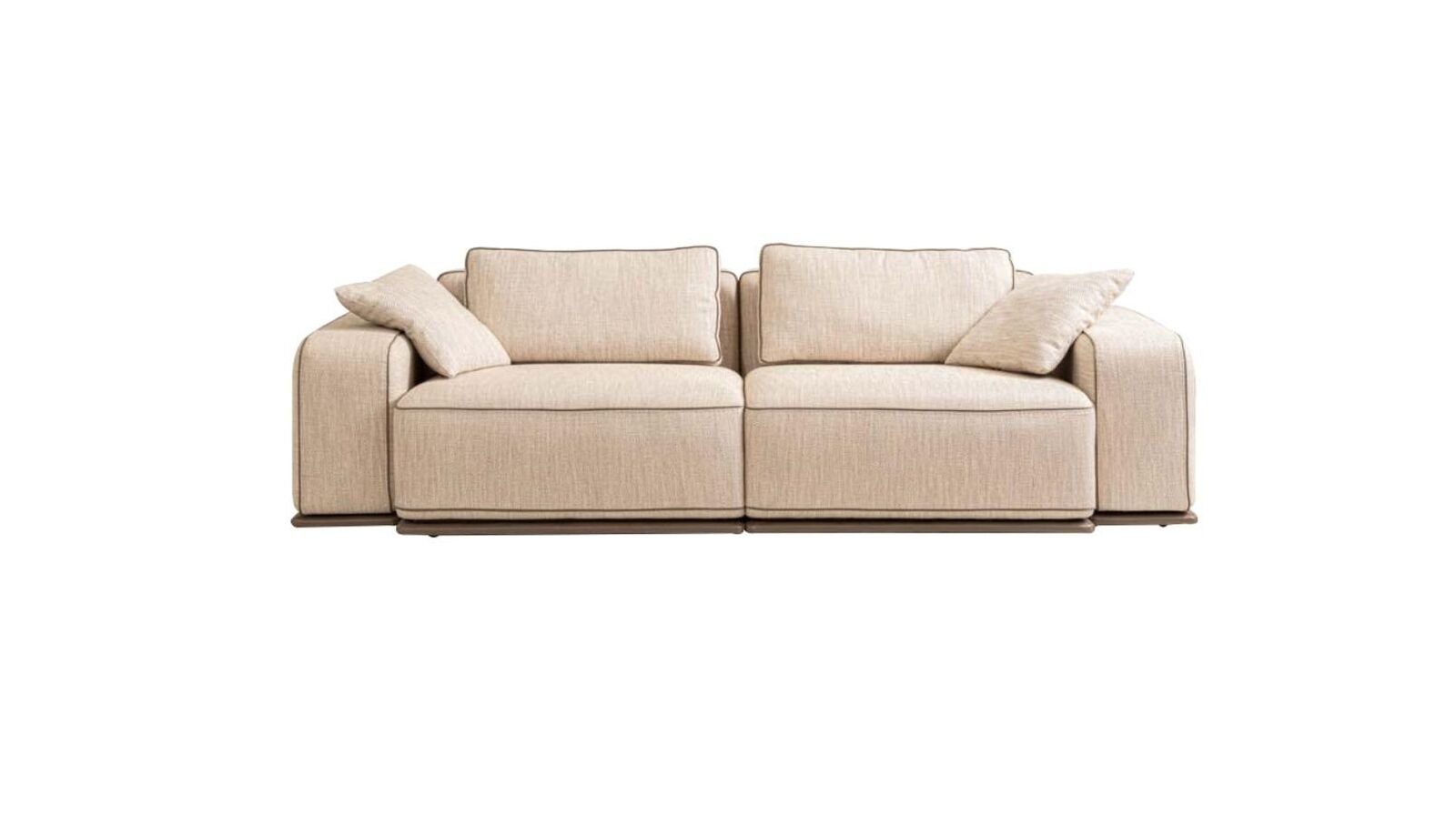 Beige Polstersofa, Couch Dreisitzer Modern Teile, 3 1 Sitz Stoff Sofa Made Stoffsofa Sofa in Europa JVmoebel