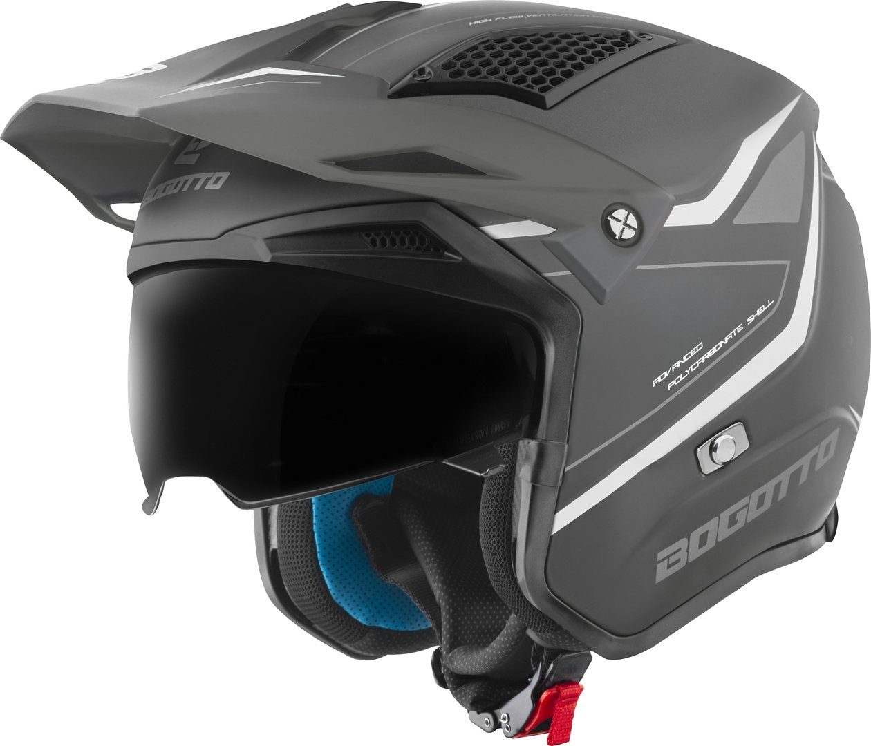 Bogotto Motorradhelm Radic WN-ST 22.06 Helm, Herausnehmbares Innenfutter,integriertes Sonnenvisier – Bild 3 von 5