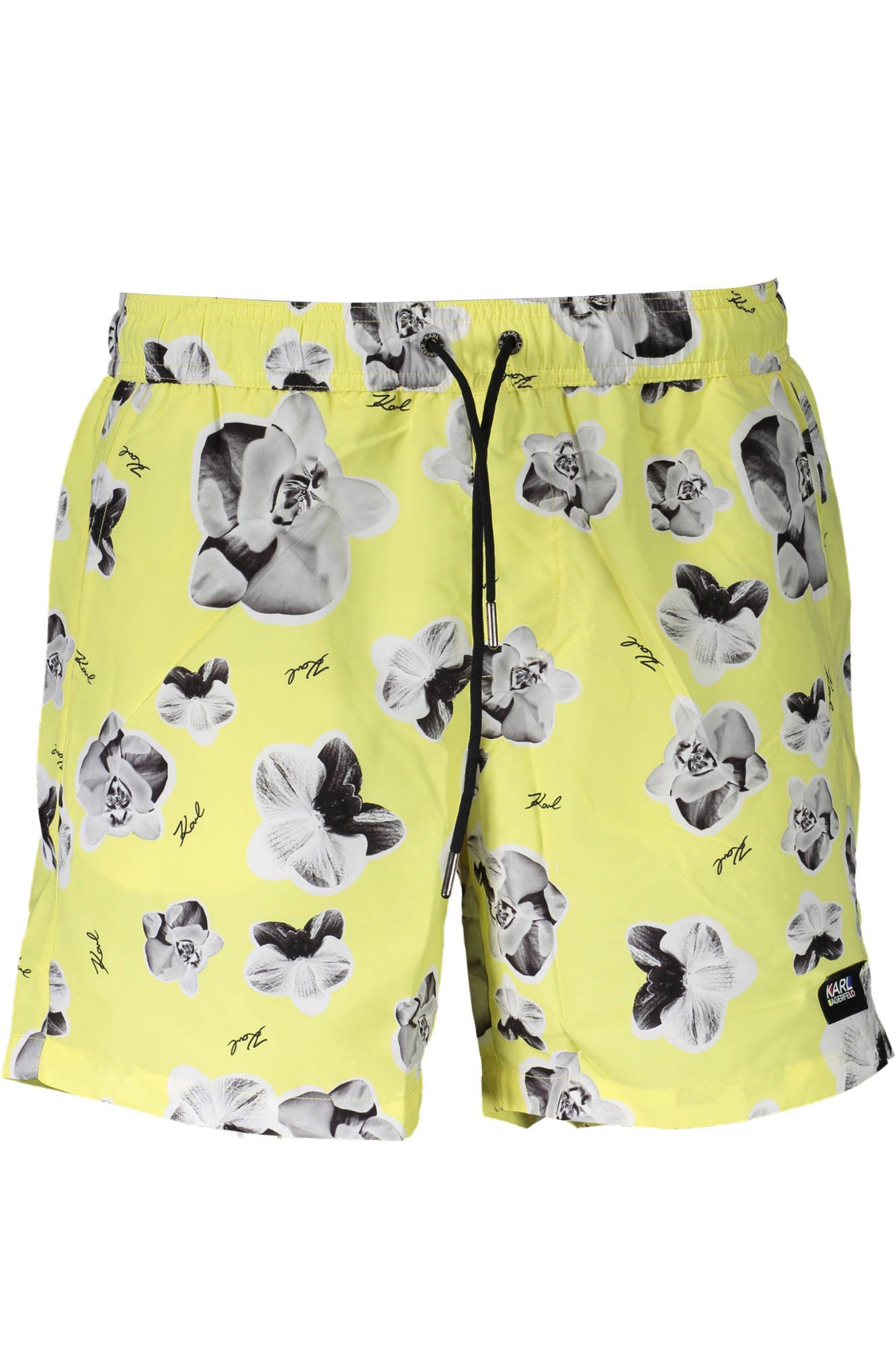 KARL LAGERFELD Badeshorts Herren Badeshorts Gelb mit Taschen & Kordelzug - Stilvolle Badehose
