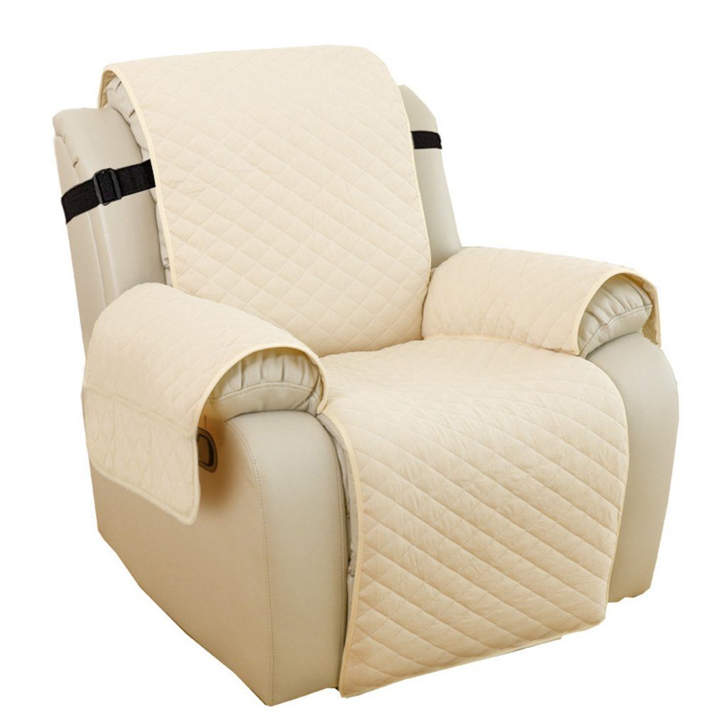 Stuhlhusse Sessel Schutz mit Taschen,Sofa Cover,1 Sitzer Stuhl Kissen für Zuhause, HAMÖWO khaki