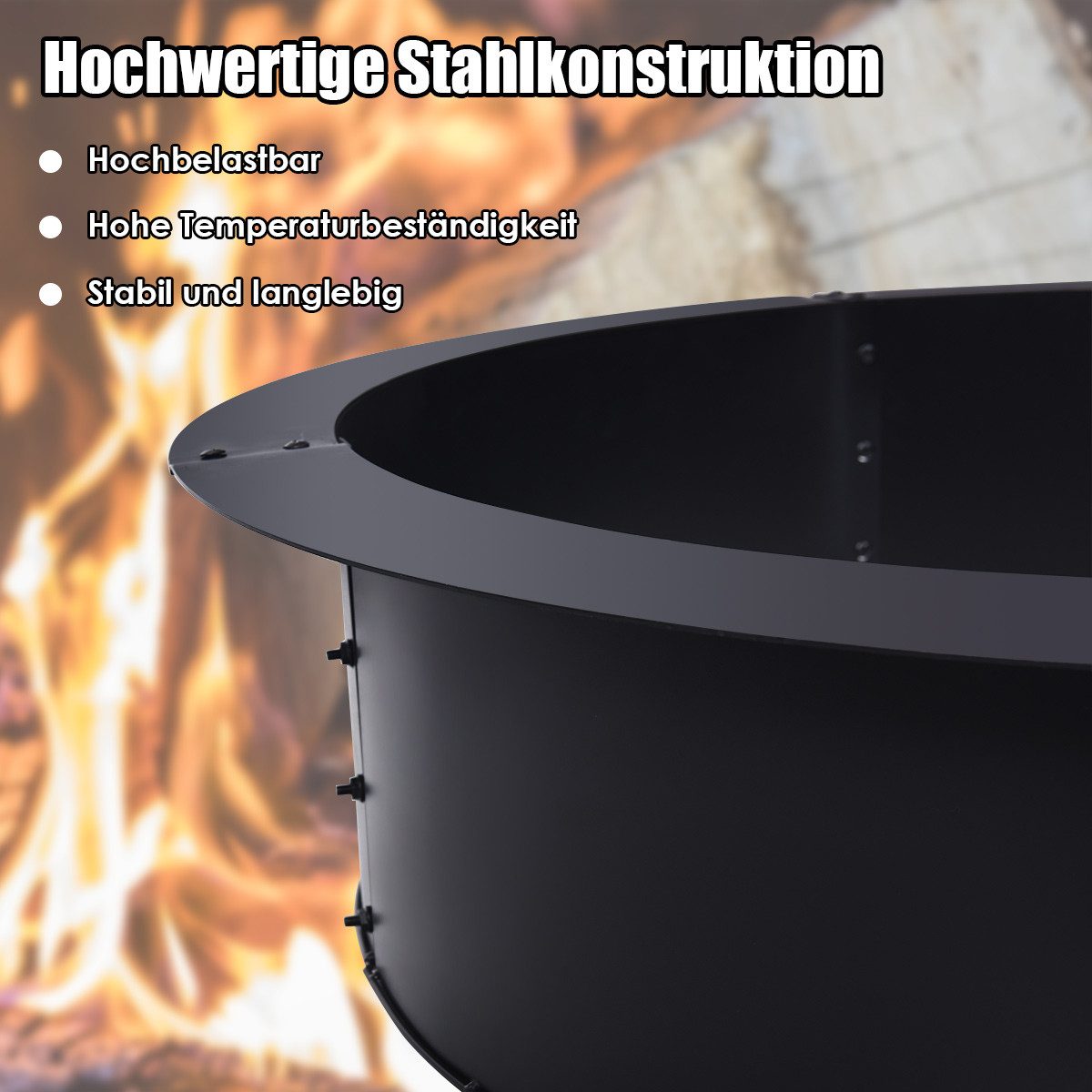 COSTWAY Feuerschale, Feuerstelle Outdoor, rauchfreie Feuerstellenring Ø91,5cm