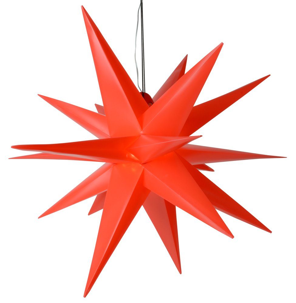 RIFFELMACHER & WEINBERGER Dekostern LED Weihnachtsstern Außendekoration Ø 60 cm - Beleuchteter 3D Adventsstern mit 40 LED und Trafo, 1 St. Rot