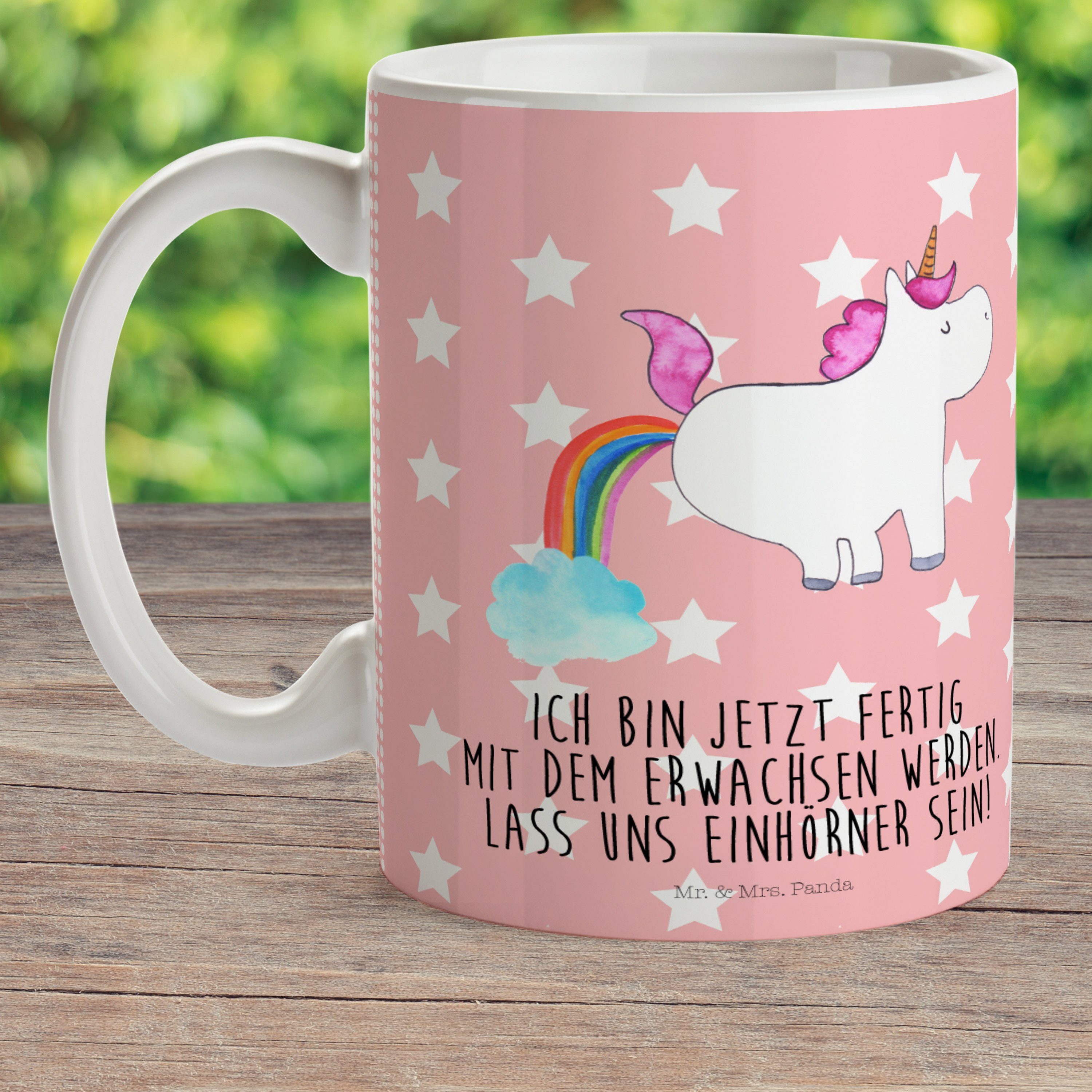 Einhorn Rot Outdoorgeschir, Pastell Kinderbecher Kaffeetasse, Panda Pupsend & - Mr. - Geschenk, Kunststoff Mrs.