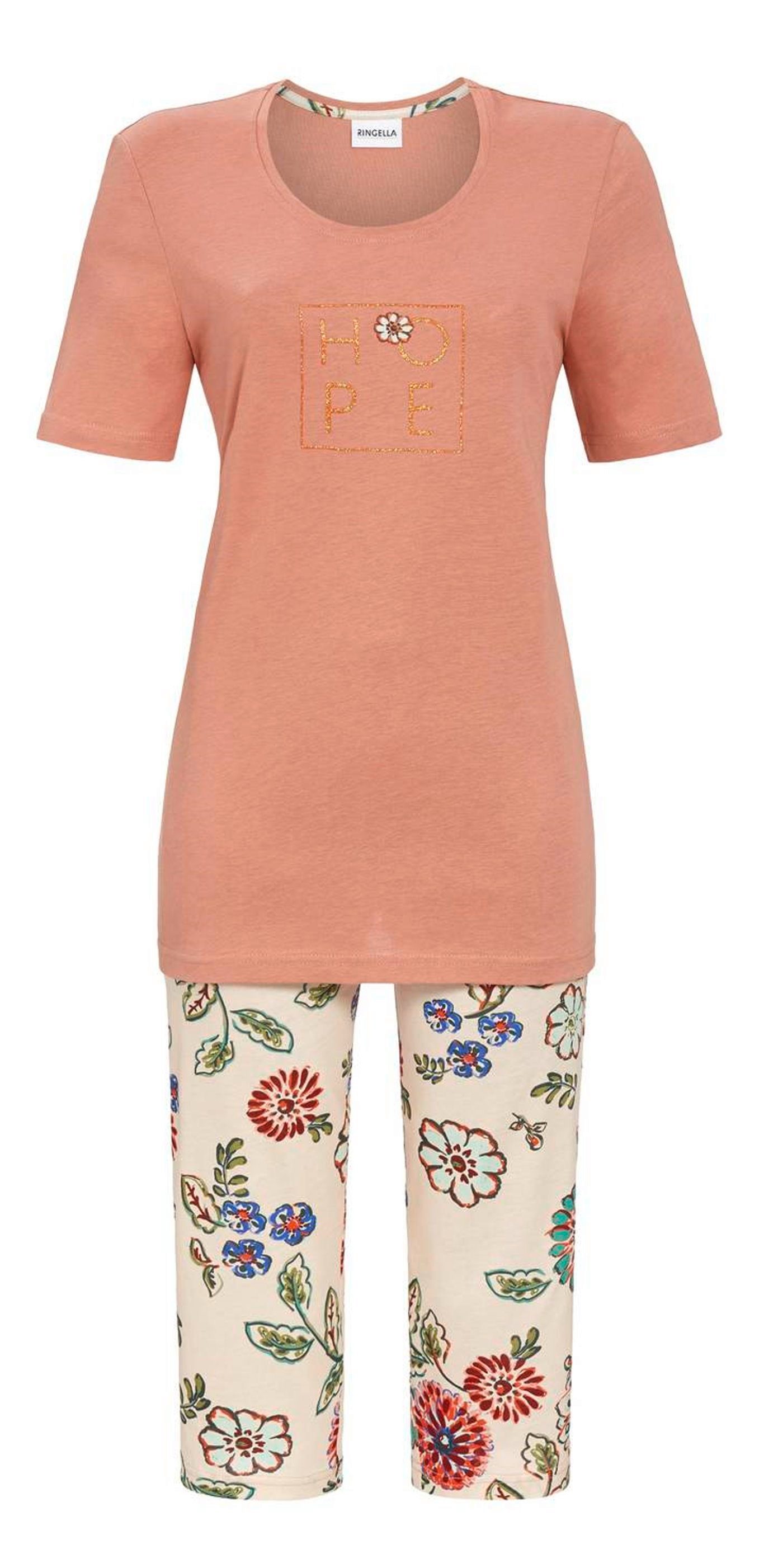 Ringella Capri-Pyjama Damen Schlafanzug Modisches tlg) Design (2 Caprihose
