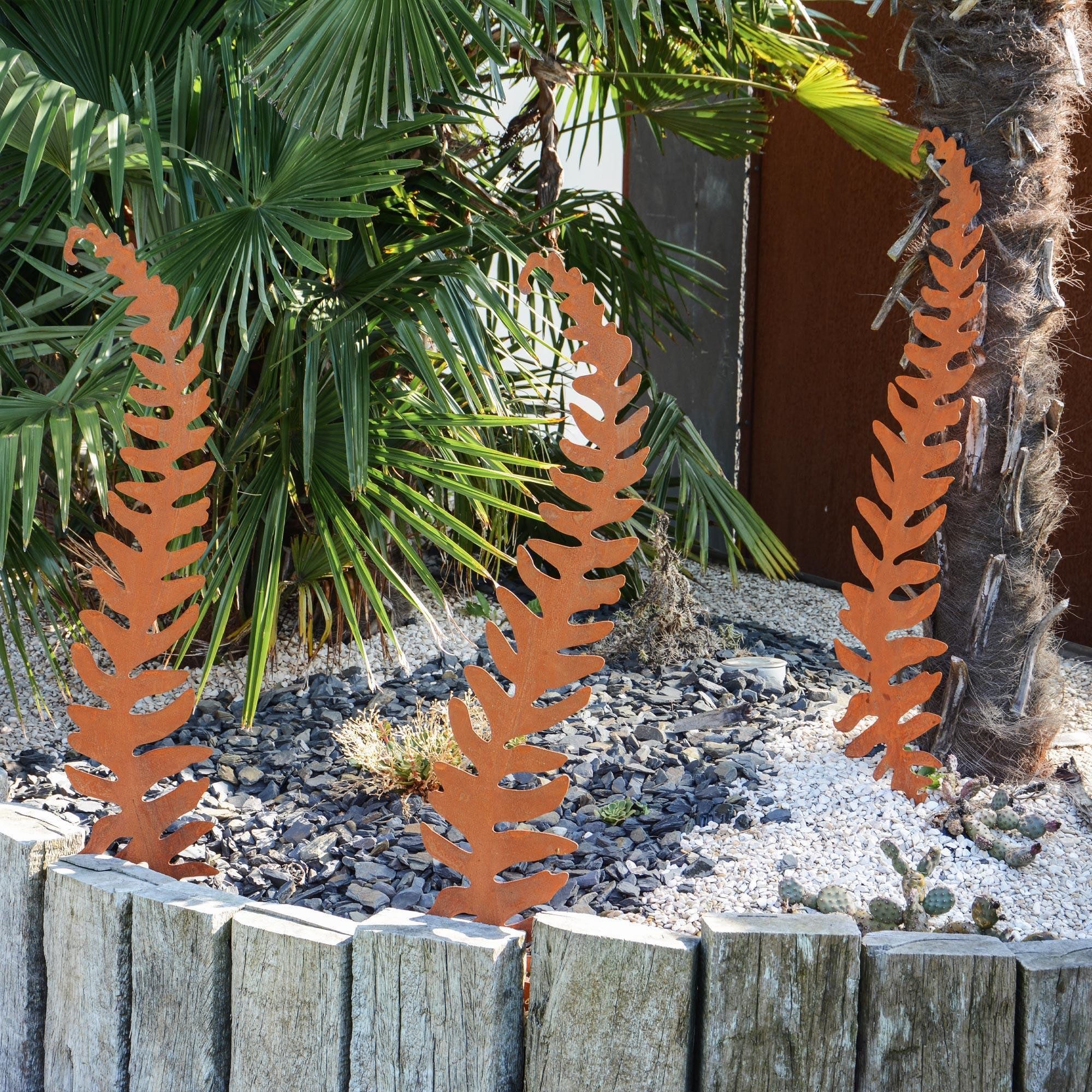 UNUS GARDEN Gartenstecker Roststecker Farn 3er günstig online kaufen