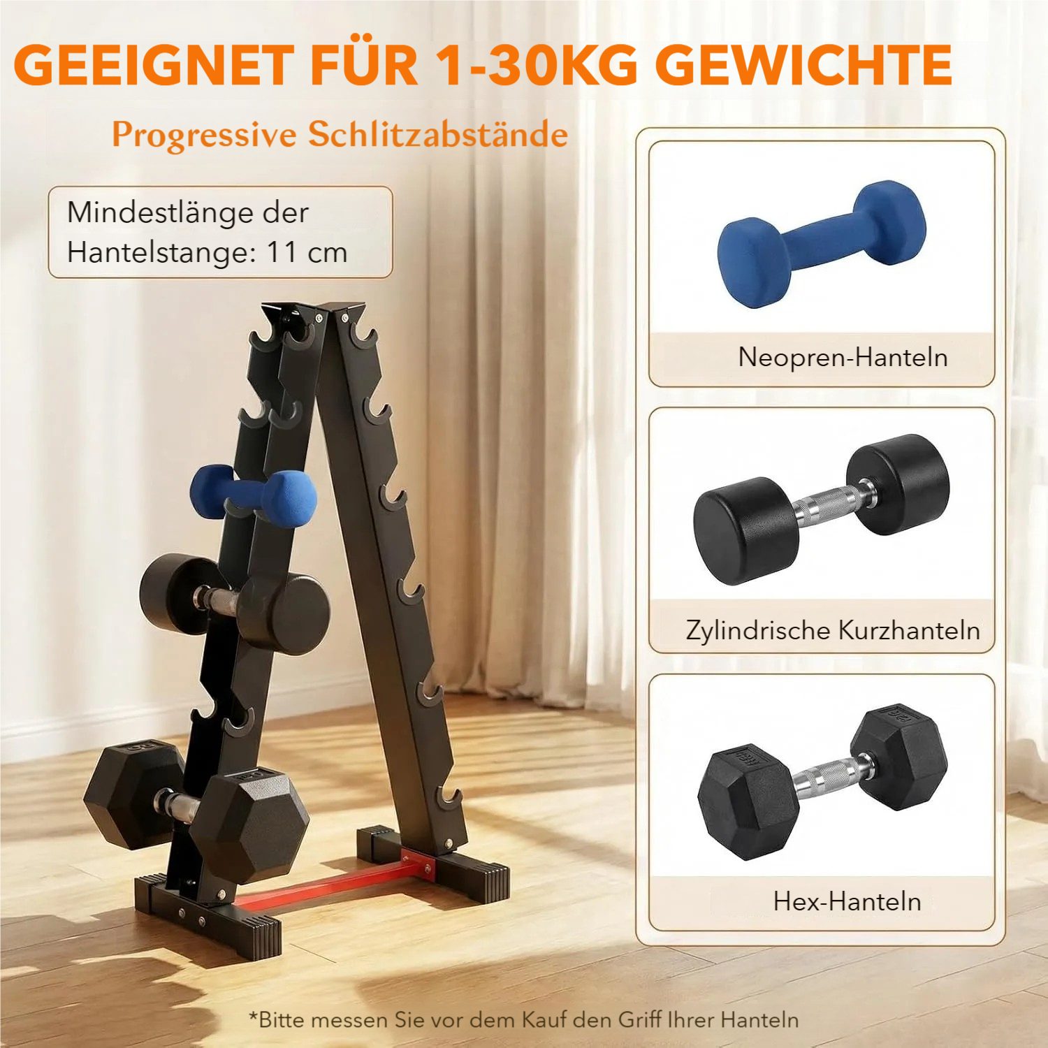 TLGREEN Kurzhantelständer,6‑Lagen‑Hantelgestell, (A‑förmige Dreiecksstruktur,Tragfähigkeit 300 kg), Für Zuhause & gewerbliche Nutzung